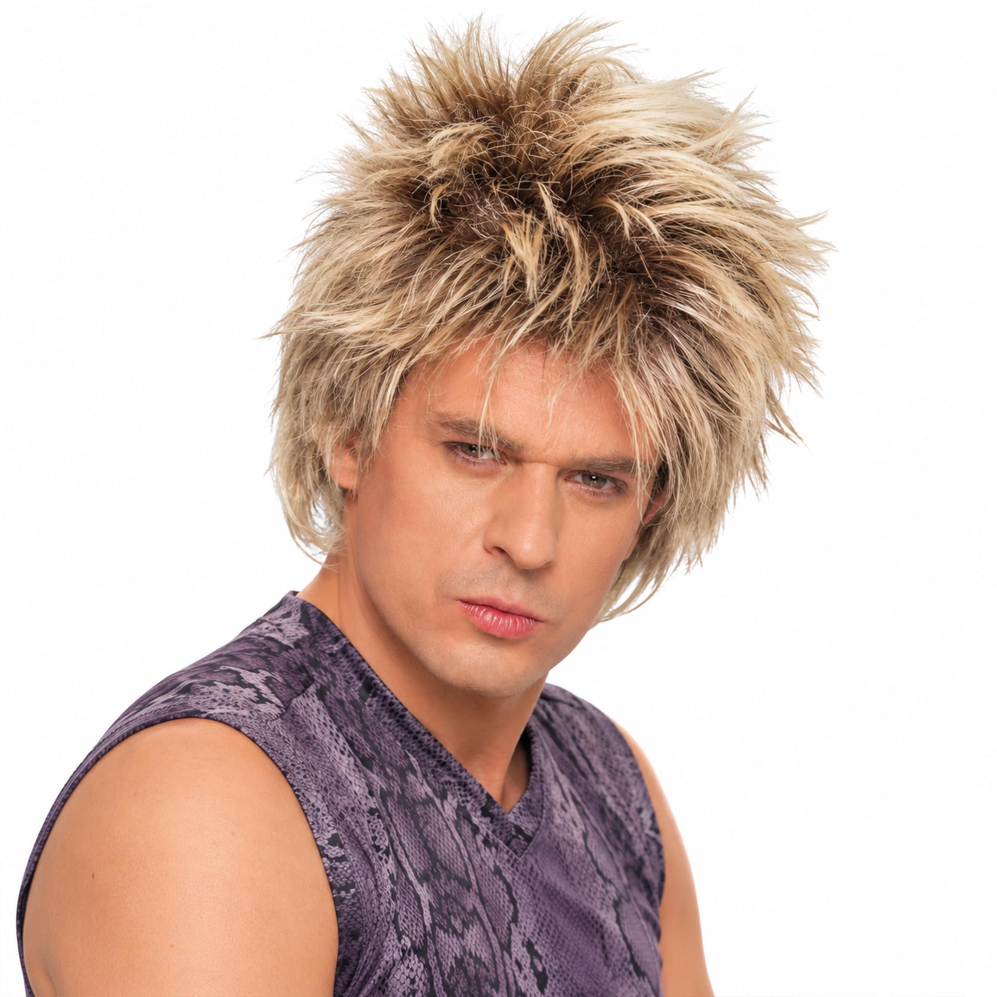 Rocker Unisex Short Mixed Blonde Adult Costume Wig | One Size