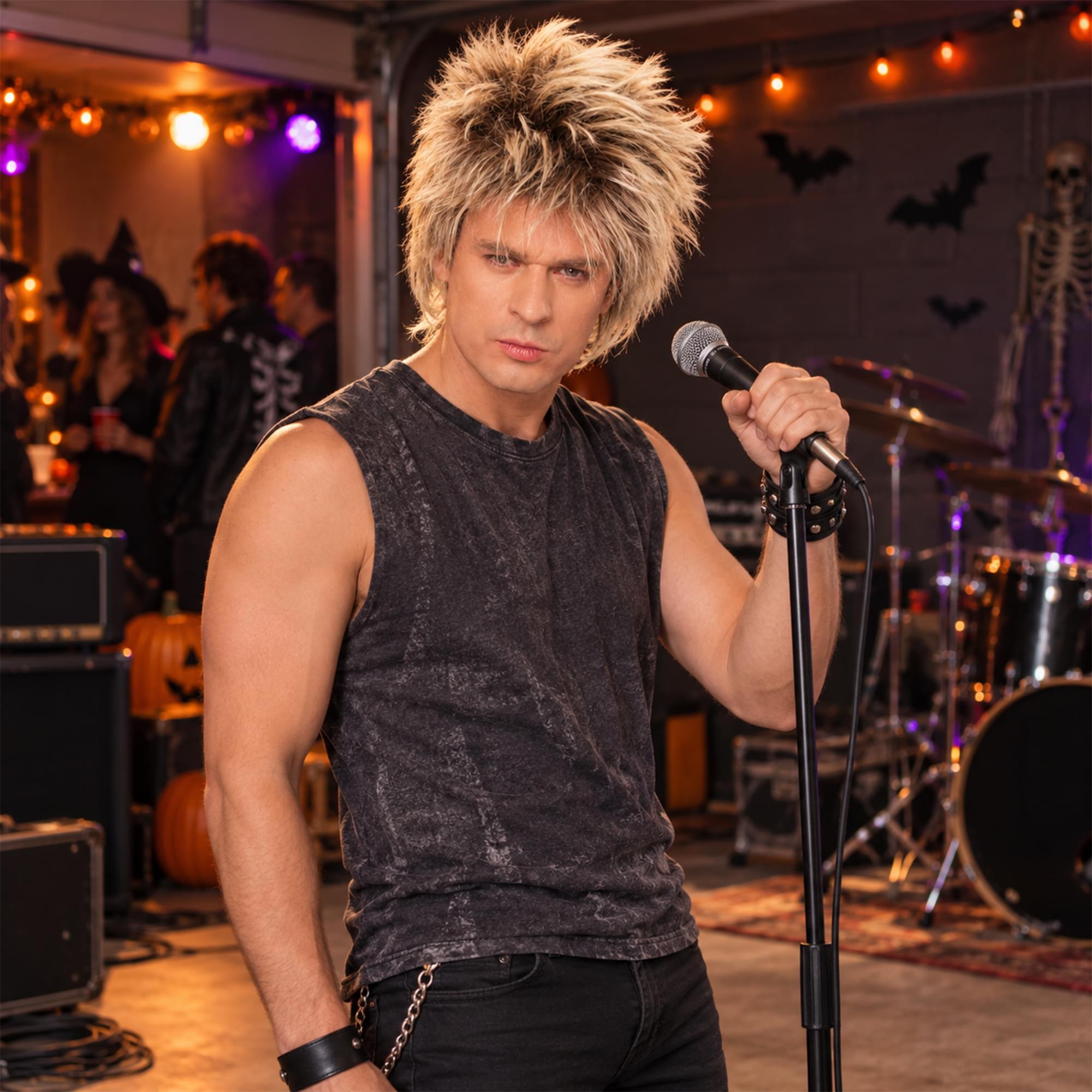 Rocker Unisex Short Mixed Blonde Adult Costume Wig | One Size