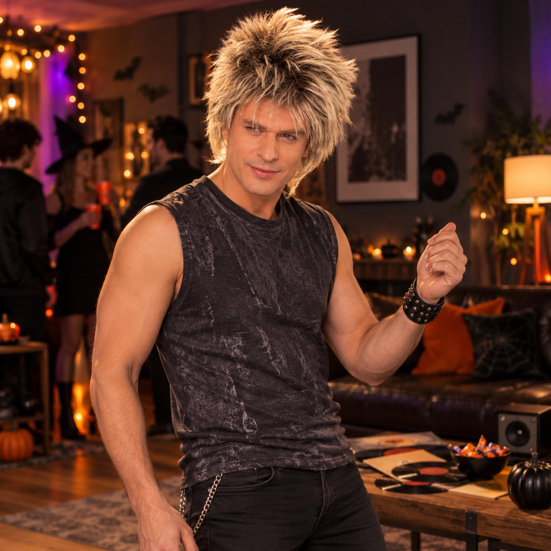 Rocker Unisex Short Mixed Blonde Adult Costume Wig | One Size