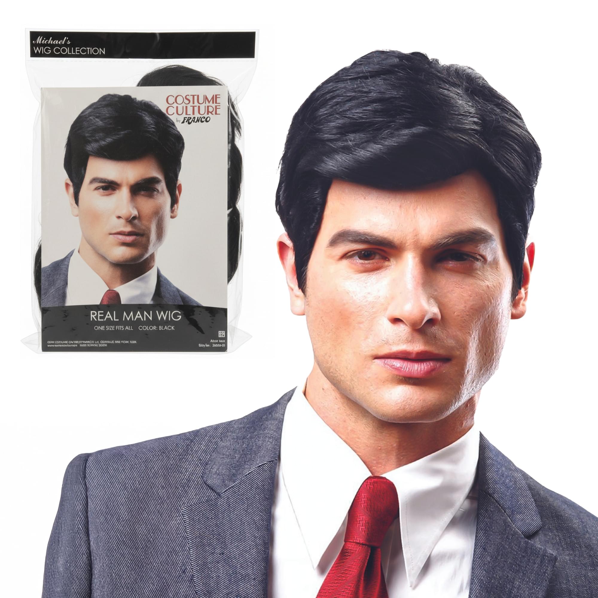 Real Man Black Adult Costume Wig