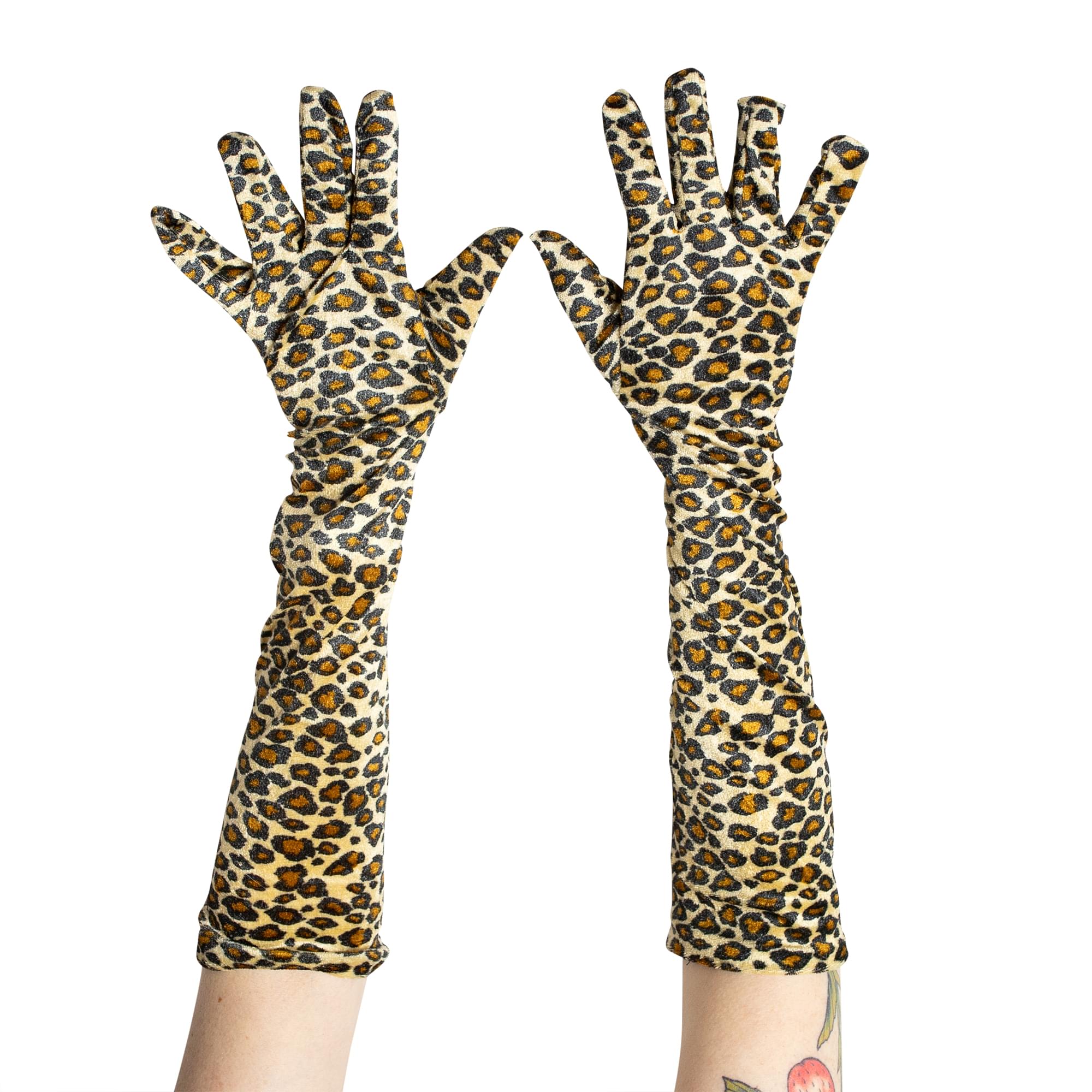 Leopard Velour 20.5 Inch Adult Costume Gloves