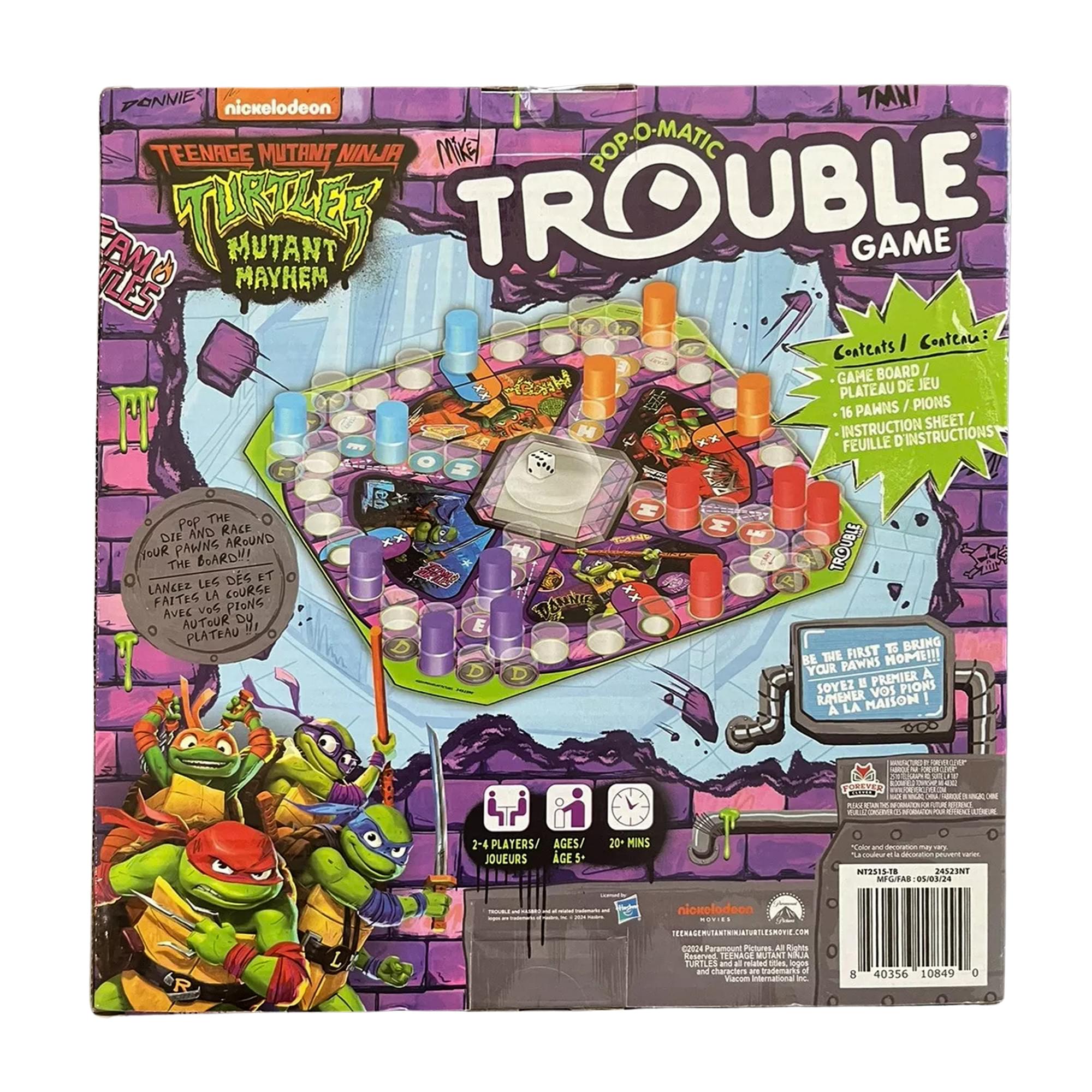 Teenage Mutant Ninja Turtles Mutant Mayhem Pop-O-Matic Trouble Board Game