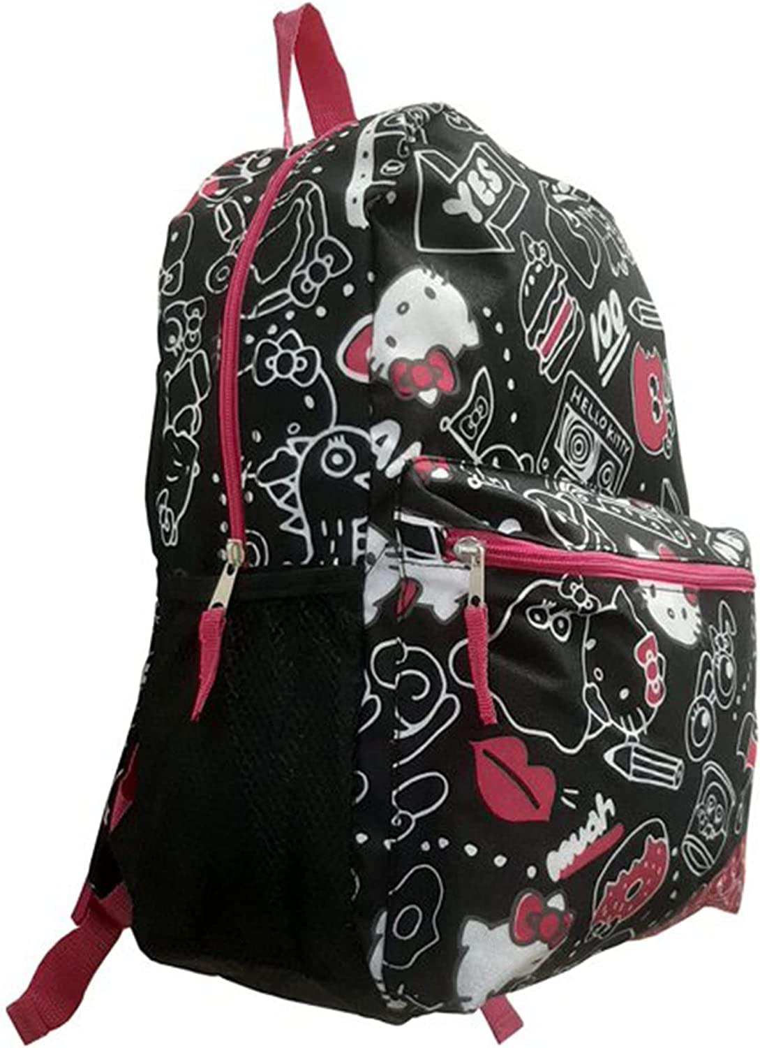 Sanrio Hello Kitty Black Allover Print 16 Inch Kids Backpack