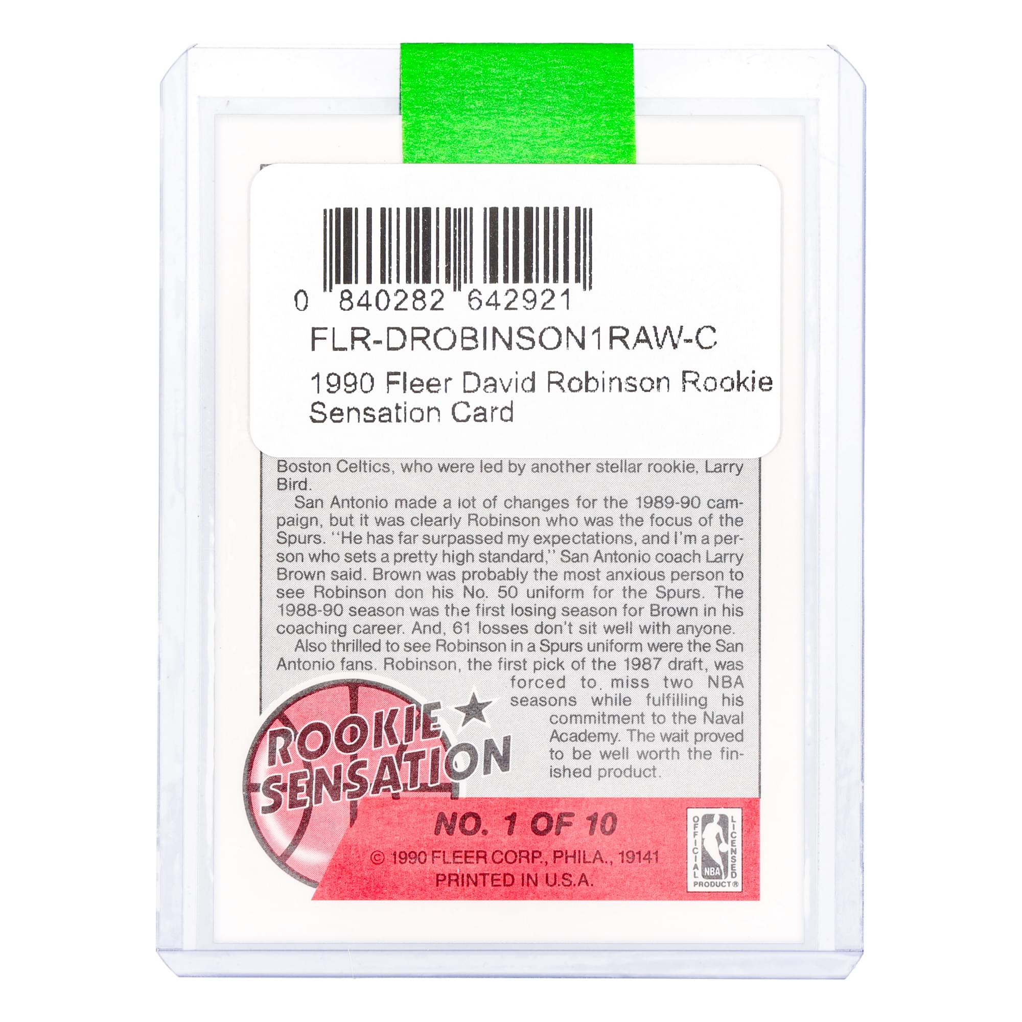 NBA 1990 Fleer David Robinson Rookie Sensation Card