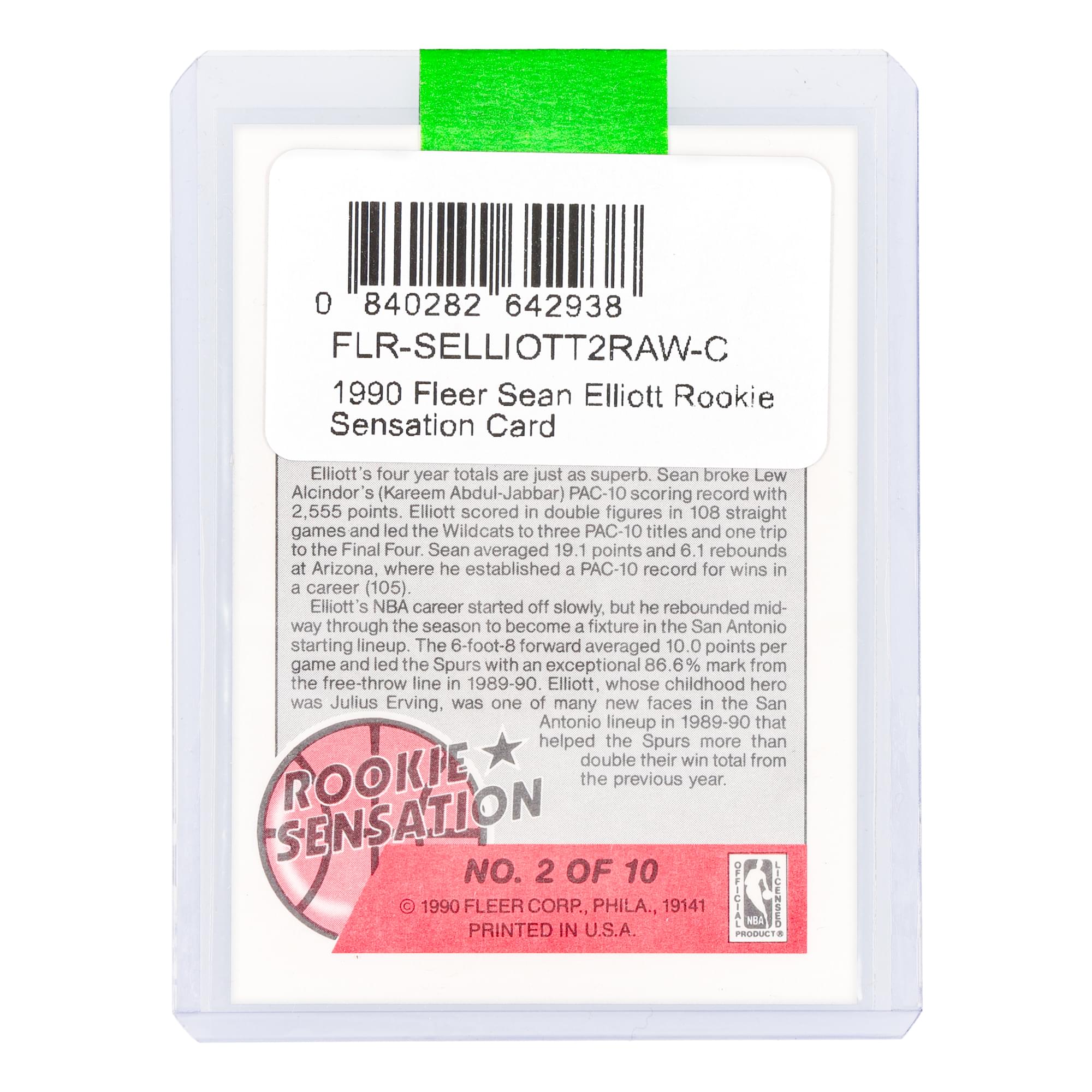 NBA 1990 Fleer Sean Elliott Rookie Sensation Card