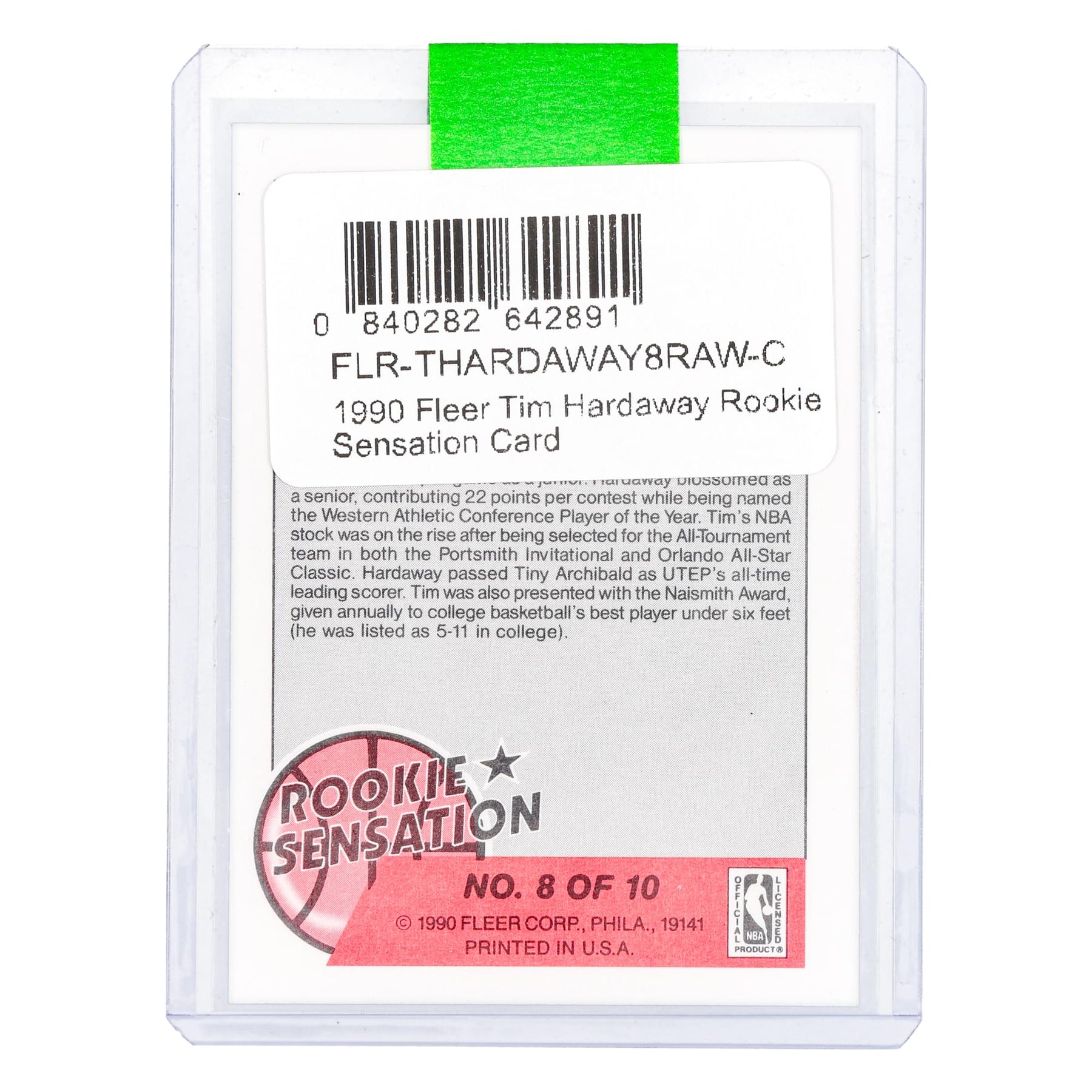 NBA 1990 Fleer Tim Hardaway Rookie Sensation Card