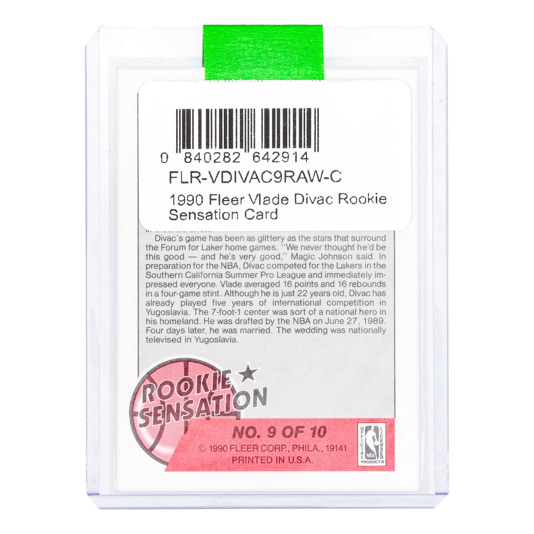 NBA 1990 Fleer Vlade Divac Rookie Sensation Card