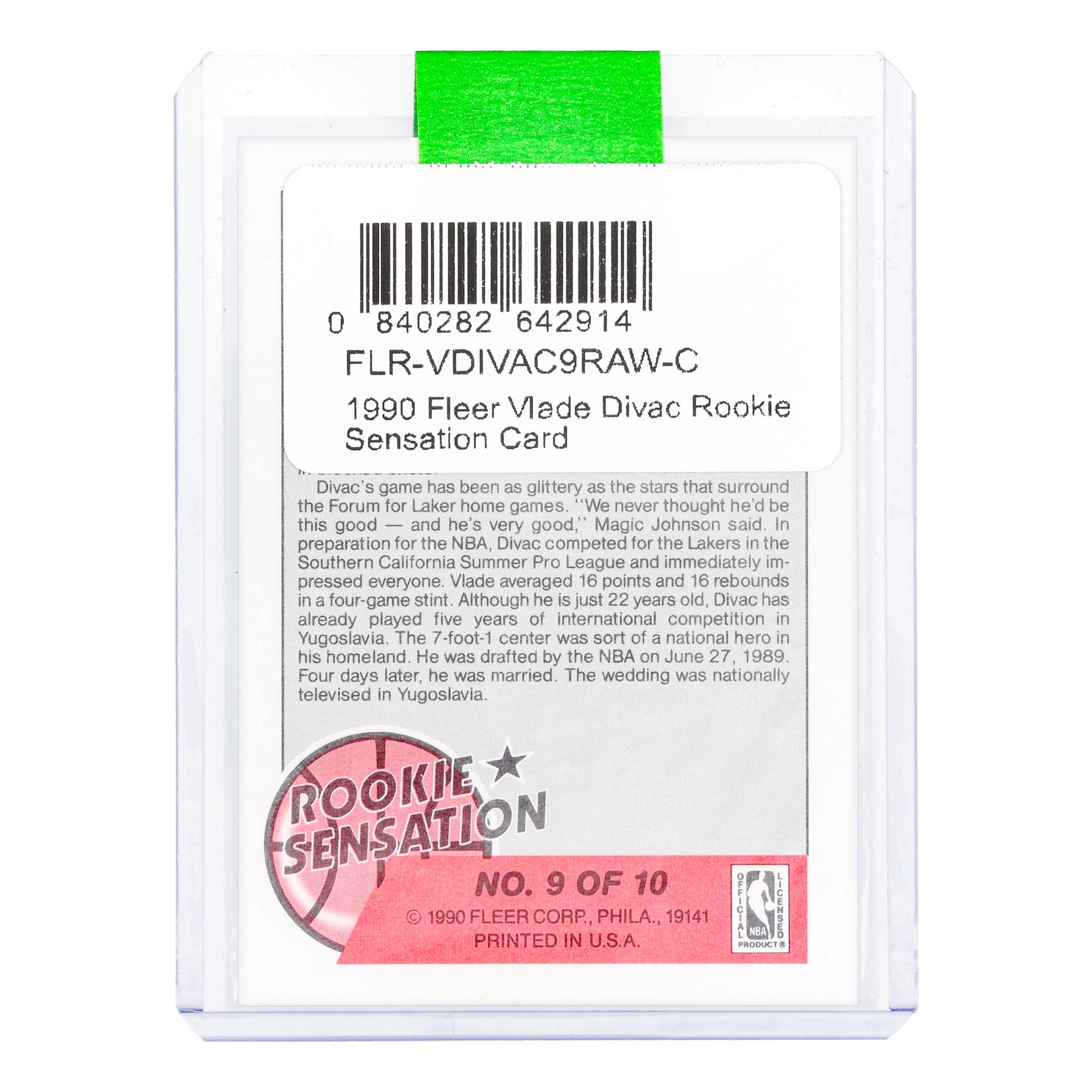 NBA 1990 Fleer Vlade Divac Rookie Sensation Card