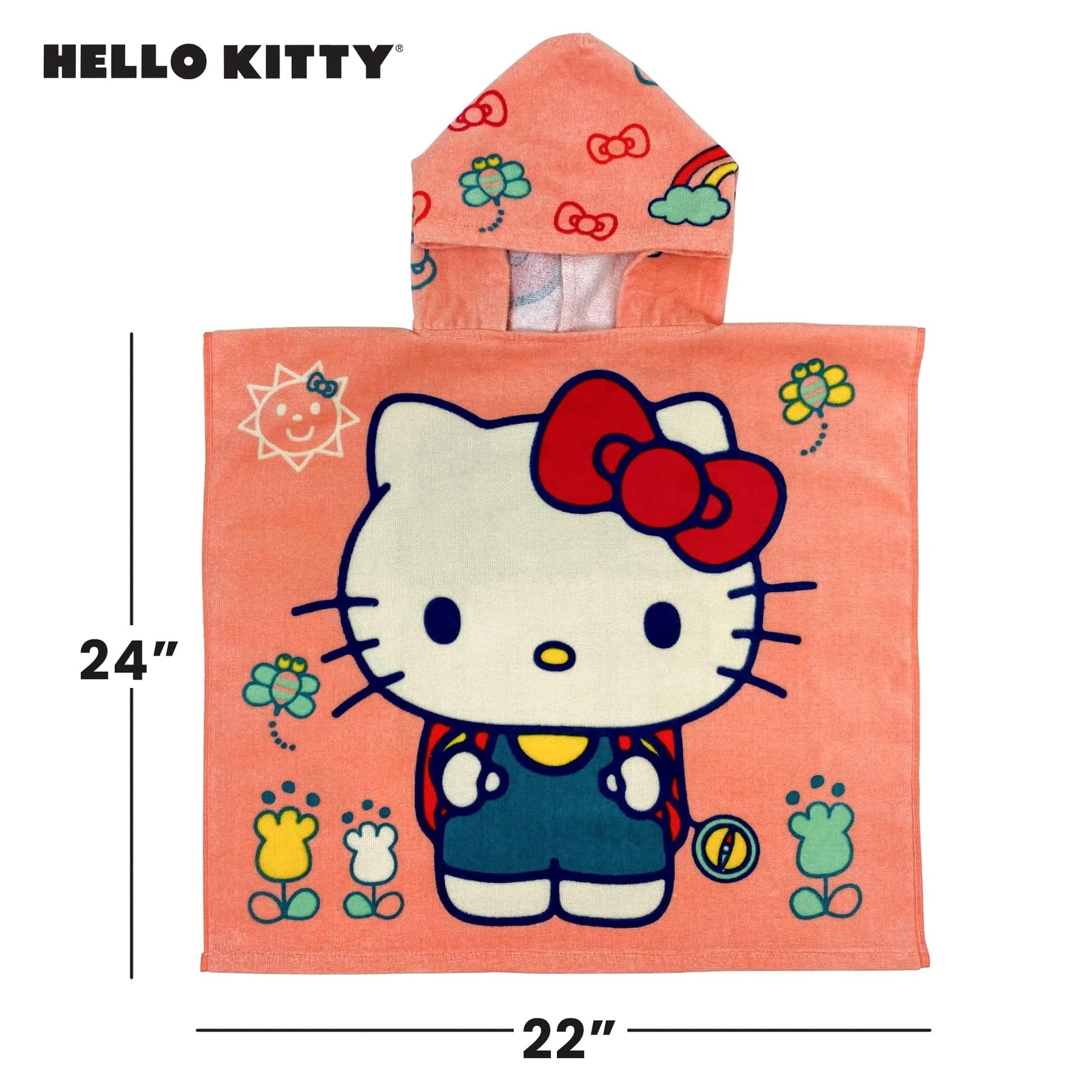 Sanrio Hello Kitty Soft Hooded Towel Poncho | 24 X 22 Inches
