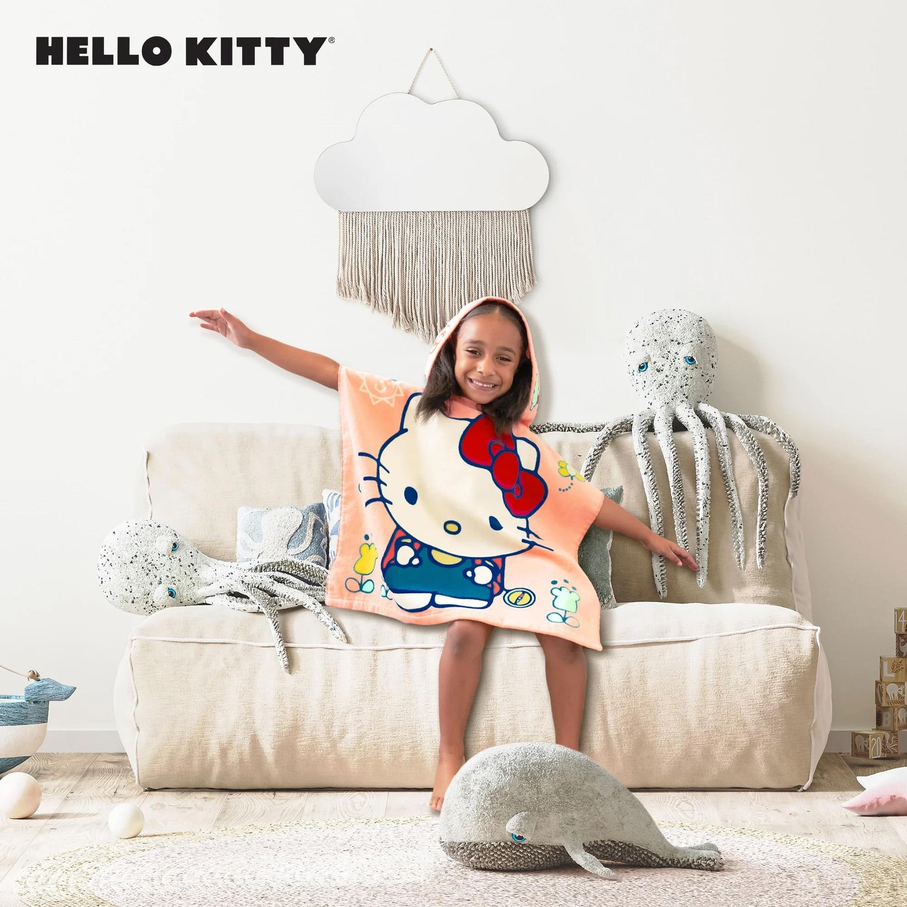 Sanrio Hello Kitty Soft Hooded Towel Poncho | 24 X 22 Inches
