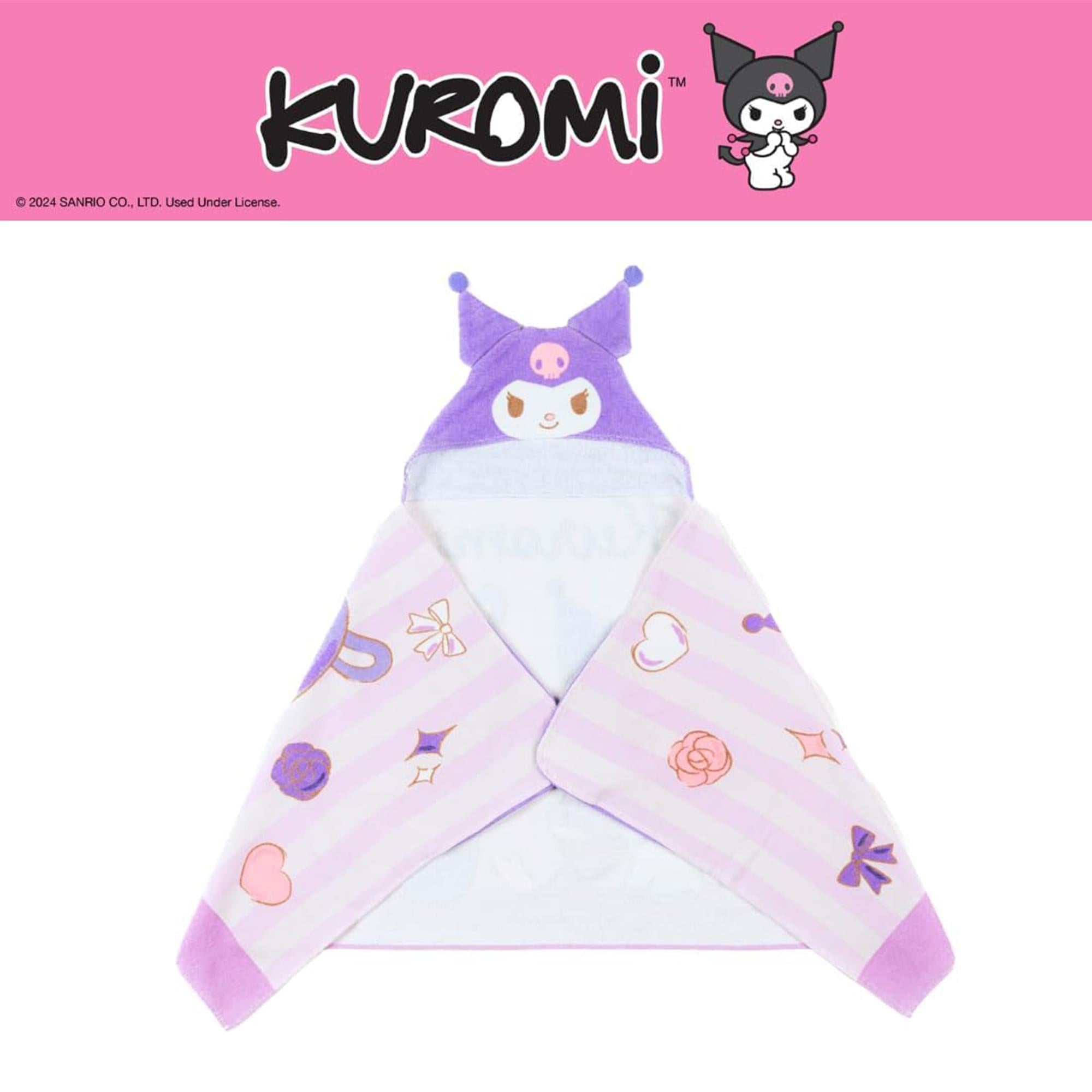 Sanrio Kuromi Soft Hooded Towel Wrap | 24 X 50 Inches