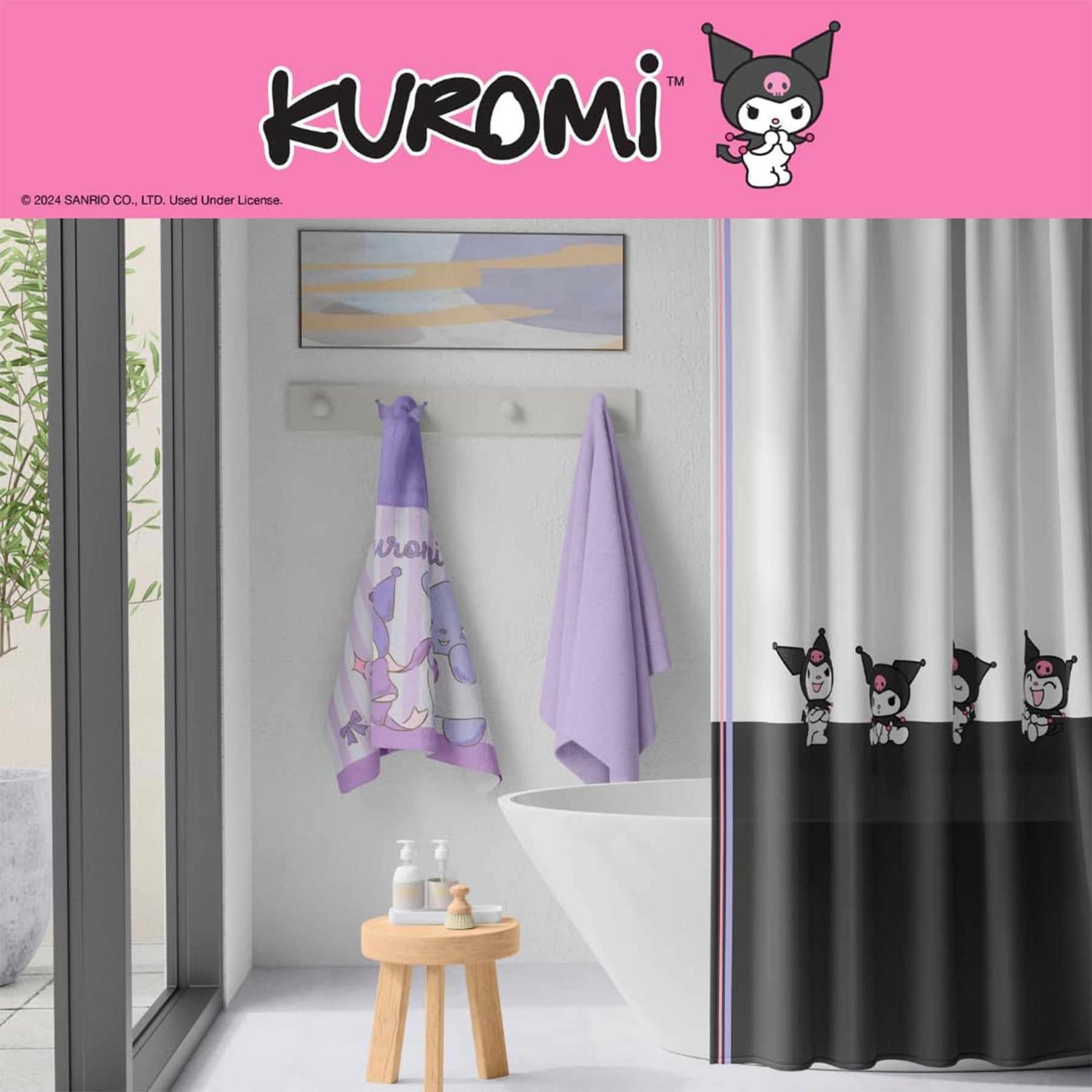 Sanrio Kuromi Soft Hooded Towel Wrap | 24 X 50 Inches
