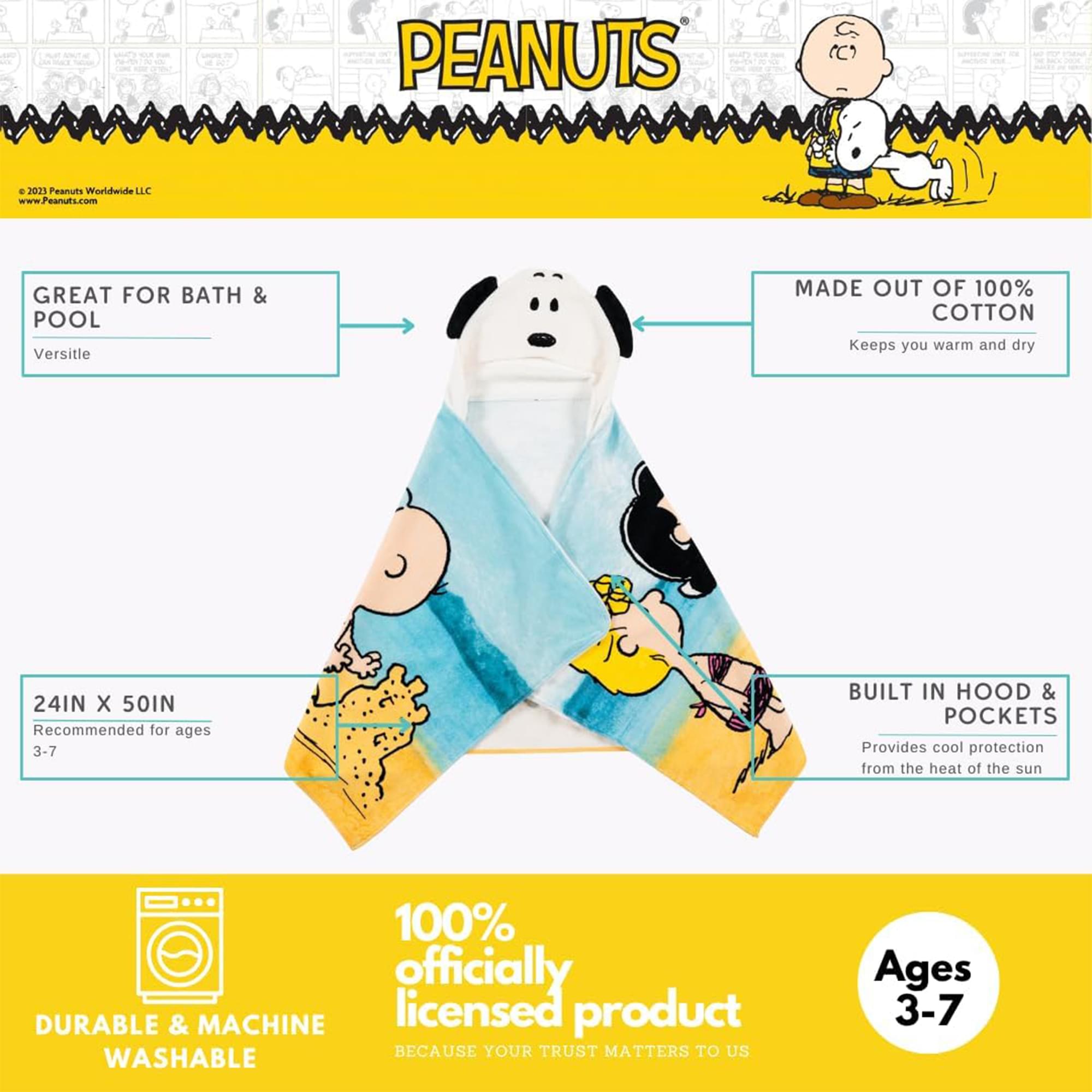 Peanuts Snoopy Soft Hooded Towel Wrap | 24 X 50 Inches