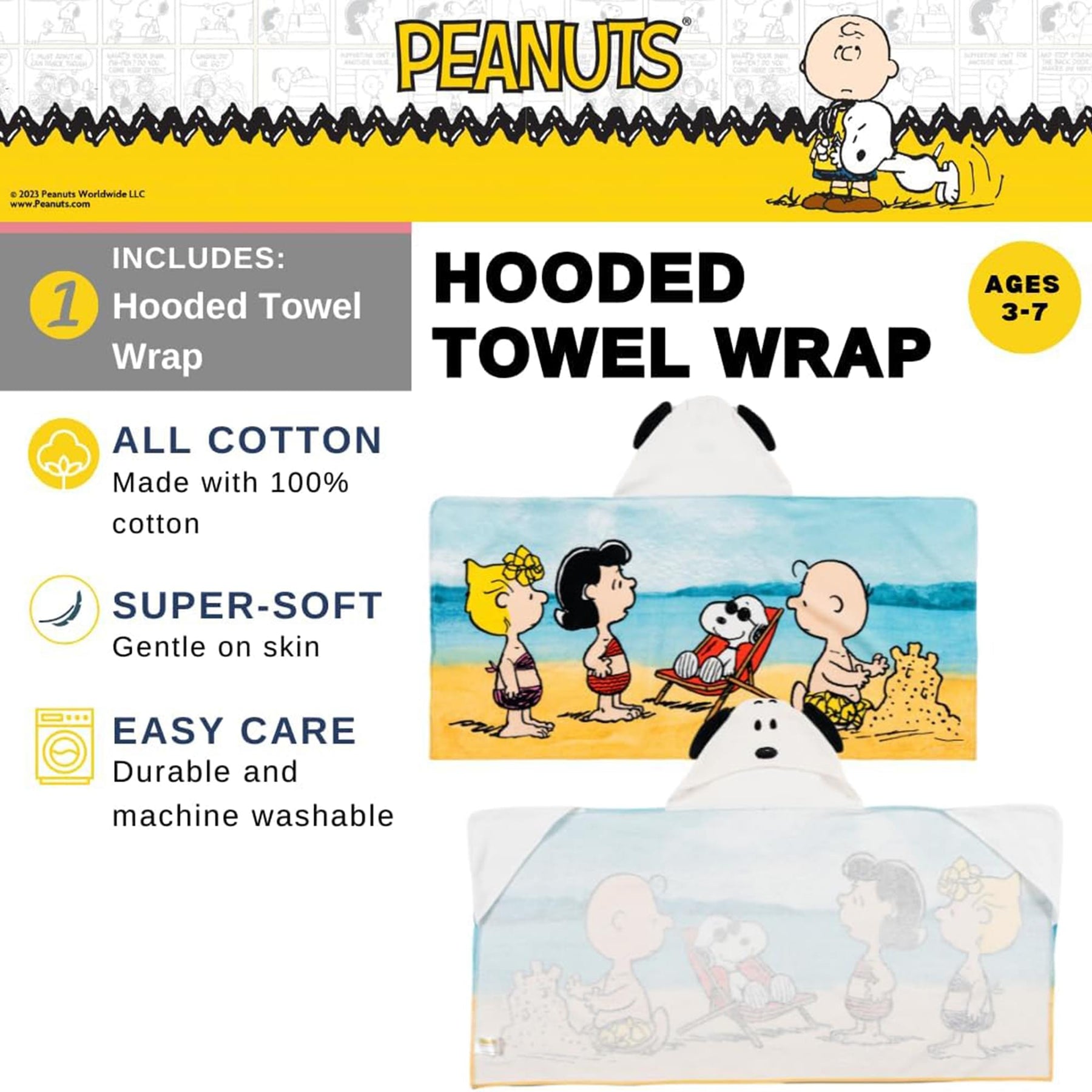 Peanuts Snoopy Soft Hooded Towel Wrap | 24 X 50 Inches