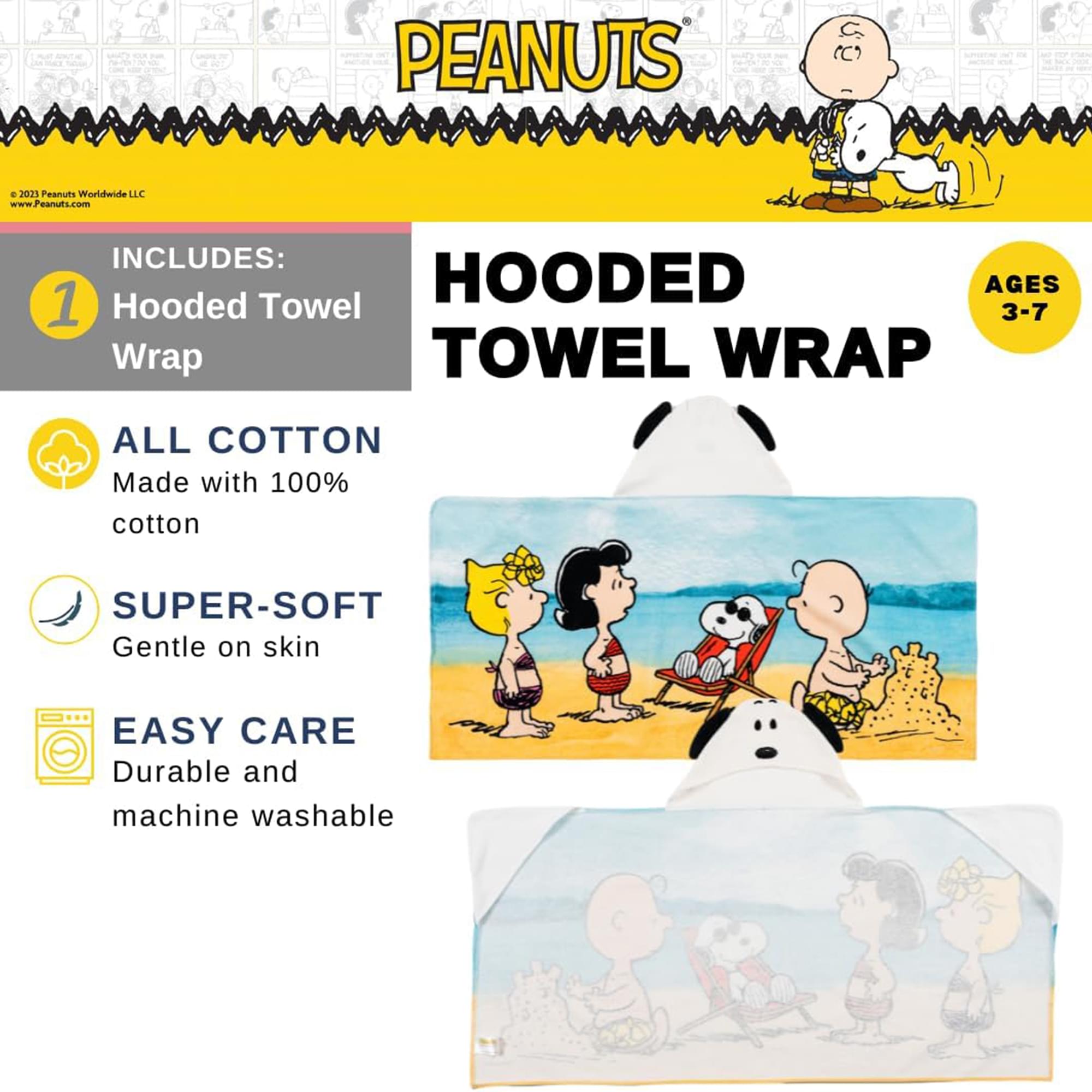 Peanuts Snoopy Soft Hooded Towel Wrap | 24 X 50 Inches