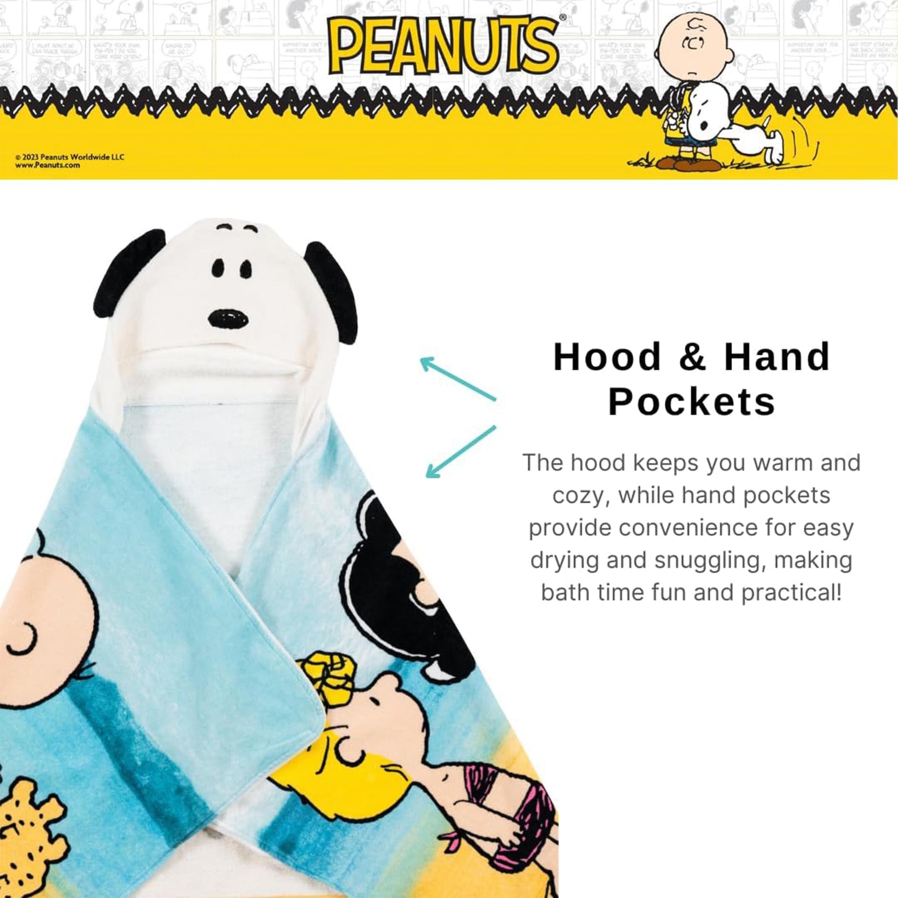 Peanuts Snoopy Soft Hooded Towel Wrap | 24 X 50 Inches