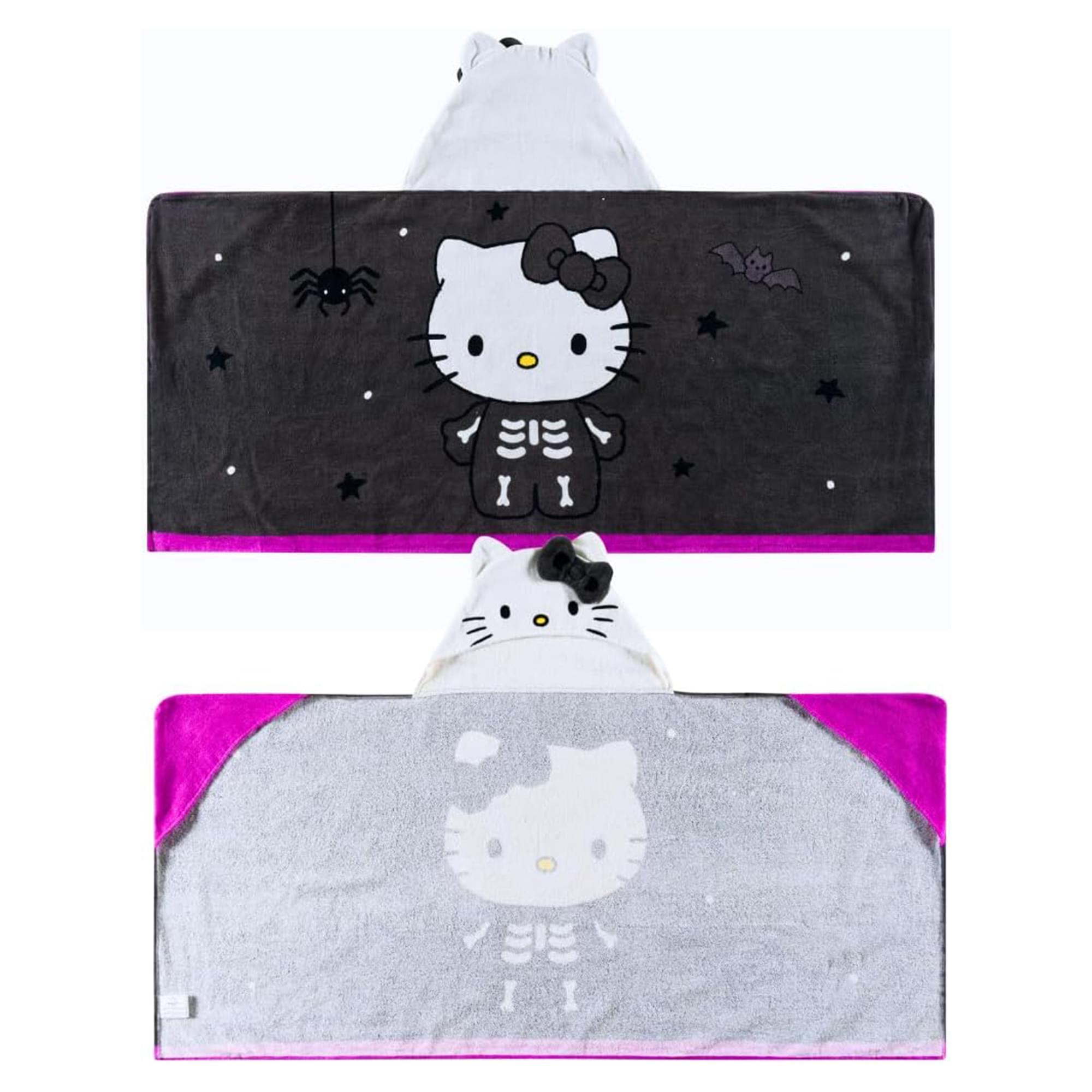 Sanrio Hello Kitty Skeleton Soft Hooded Towel Wrap | 24 X 50 Inches