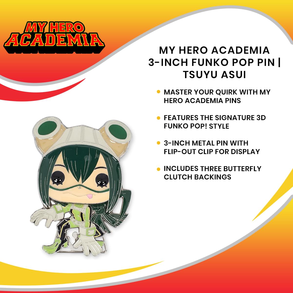 My Hero Academia 3-Inch Funko POP Pin | Tsuyu Asui