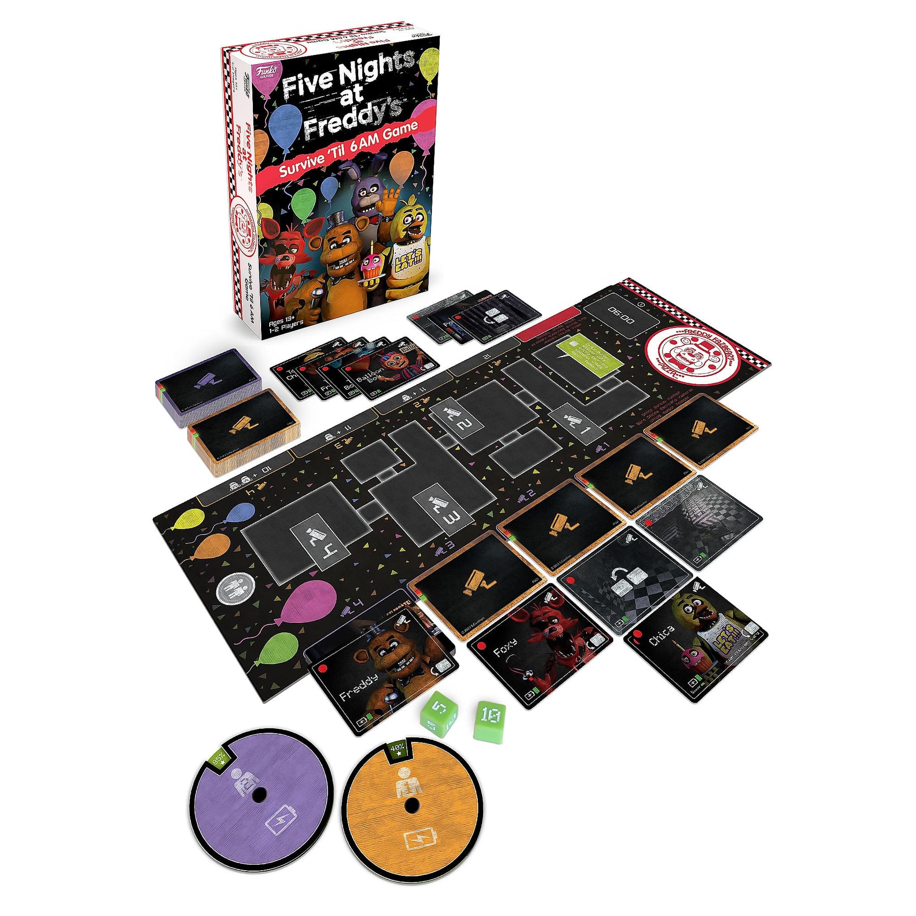 Five Nights at Freddy's Funko Survive 'Til 6AM Game |1-2 Players, Ages 13+