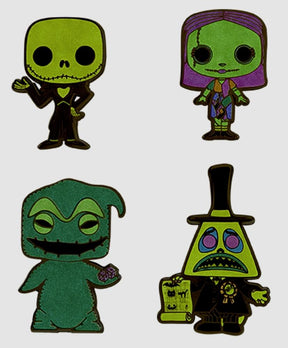 Nightmare Before Christmas Black Light Neon Pin Set of 4