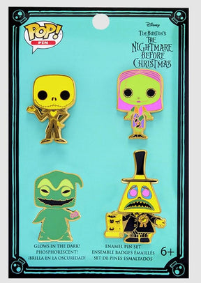 Nightmare Before Christmas Black Light Neon Pin Set of 4