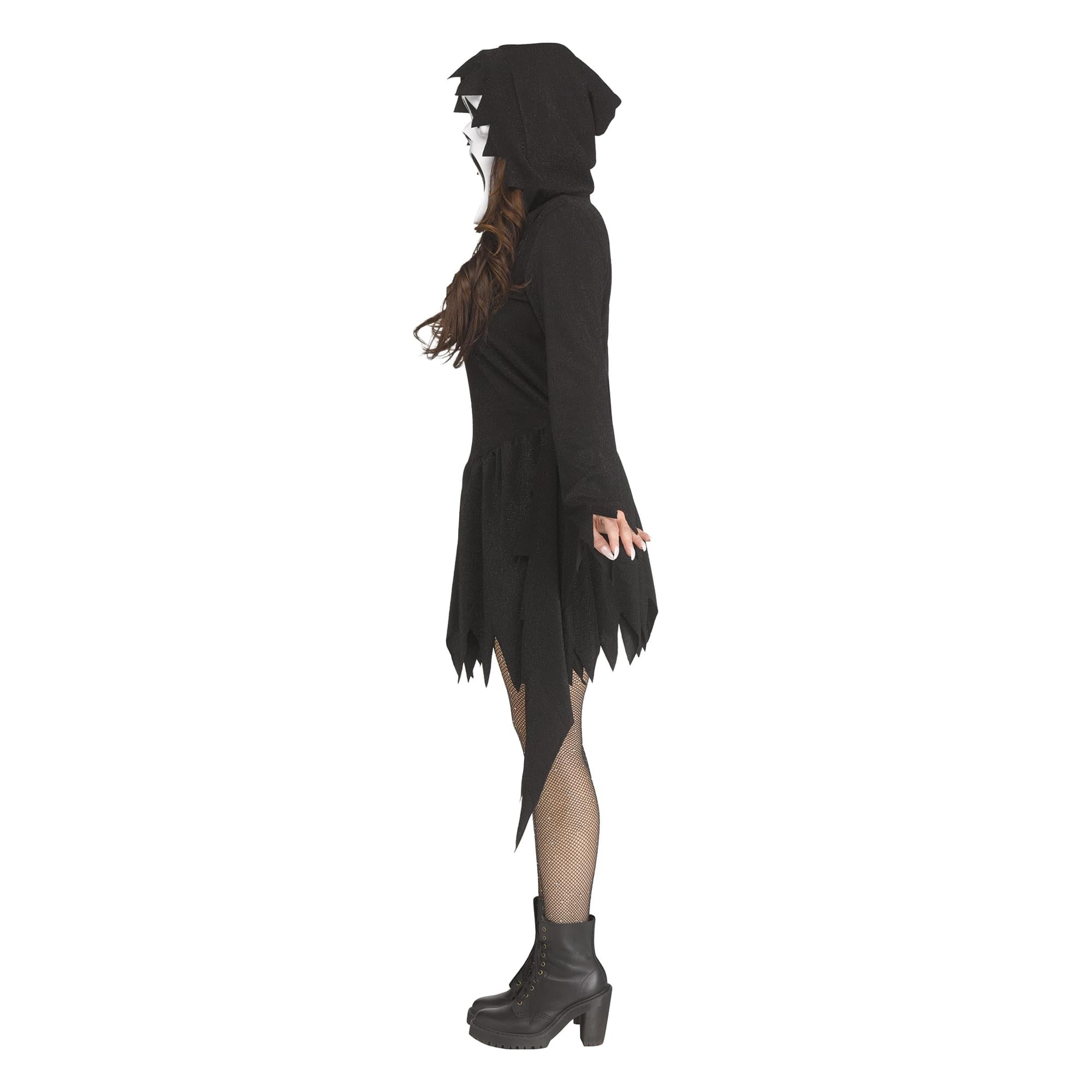 Ghost Face Black Glitter Adult Costume | Large