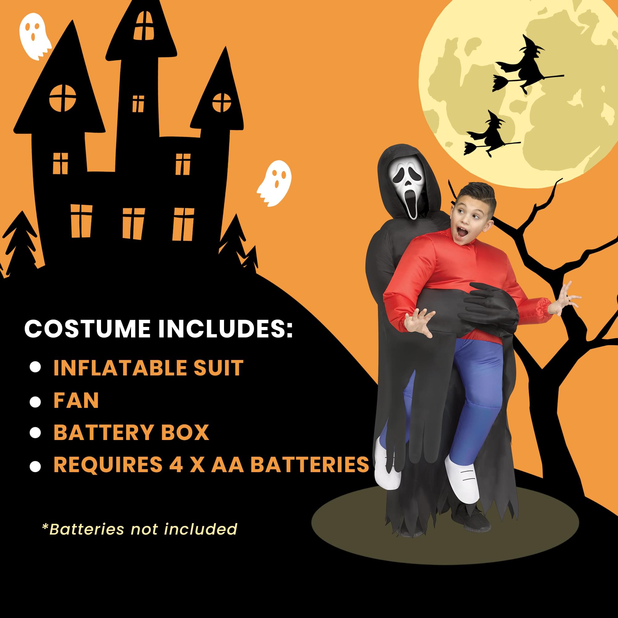 Scream Ghost Face Piggyback Inflatable Child Costume | One Size Fits Up to 14