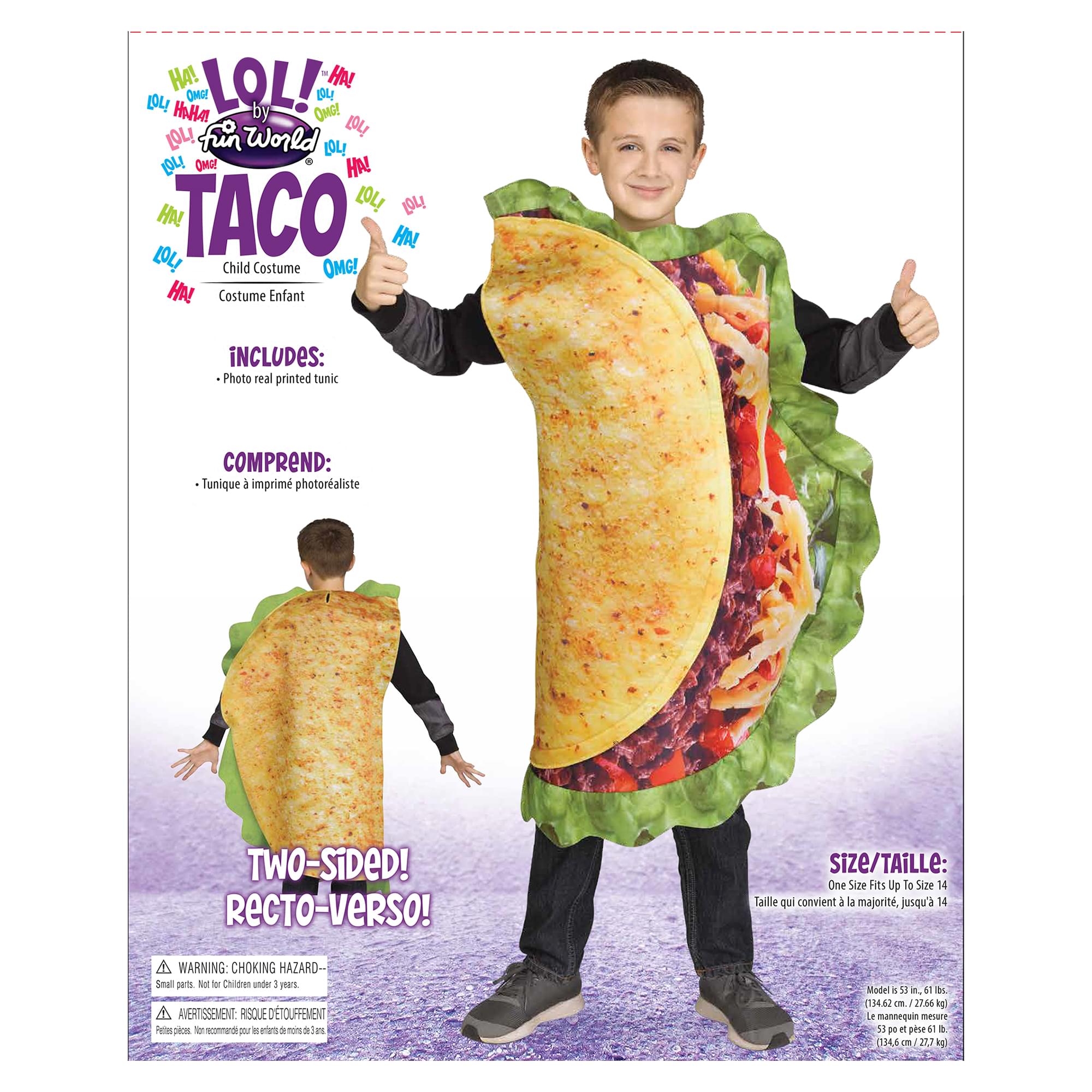Taco Child Costume | One Size Fits Up To Size 12