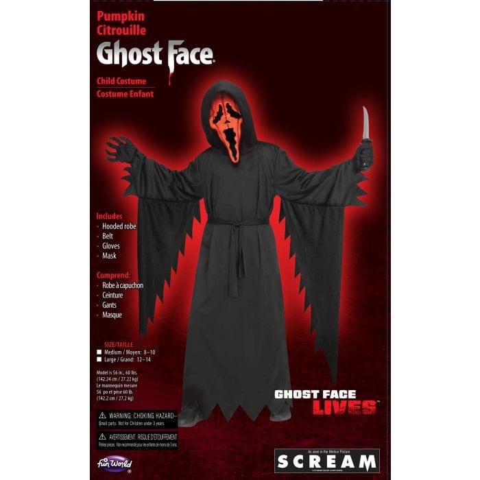 Costume Halloween Scream Complet Avec Robe, Masque, Ceinture, Gants Et Couteau Factice - Taille Enfant Pour Cosplay Et Fêtes D'horreur