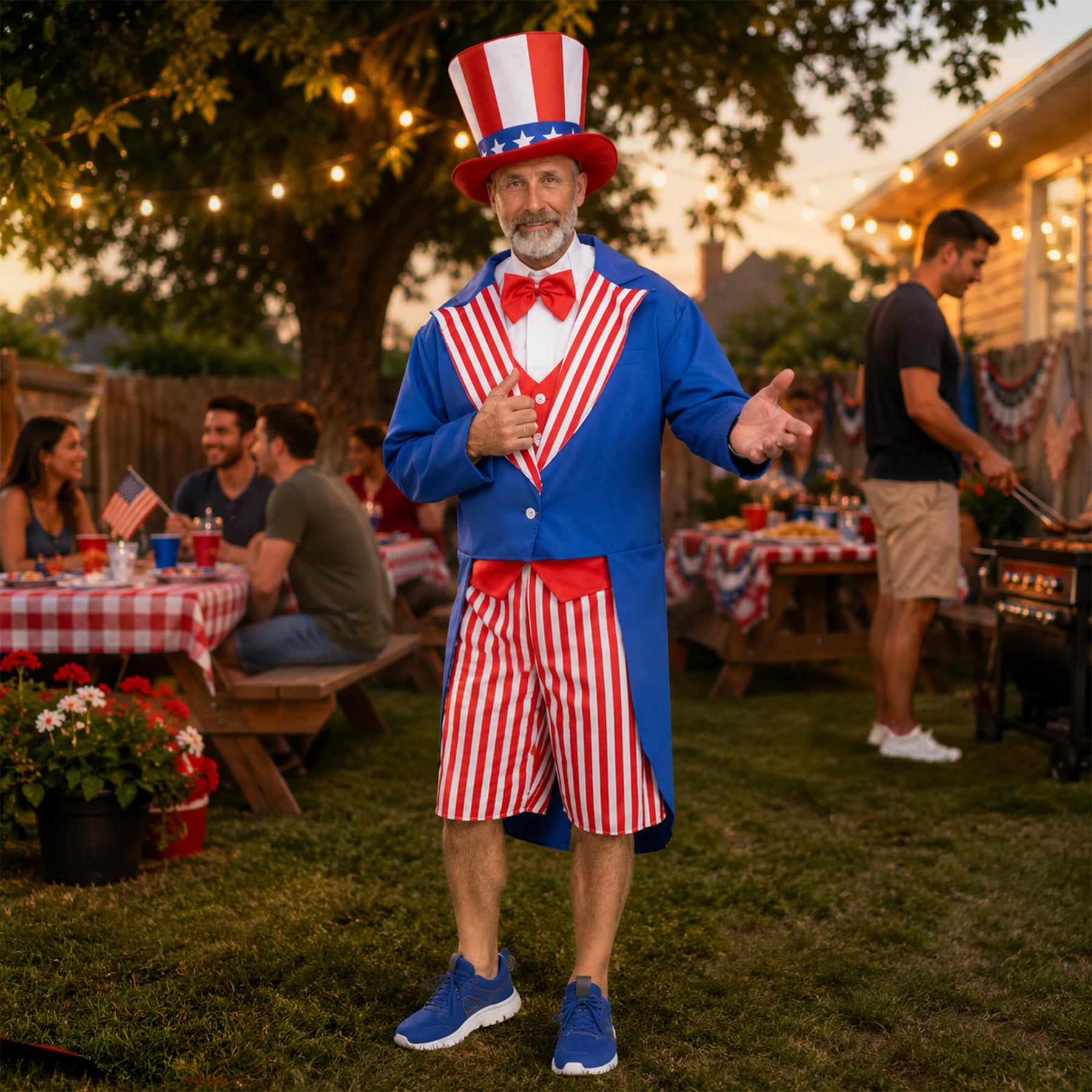 Uncle Sam Adult Costume With Jacket, Shorts, and Hat