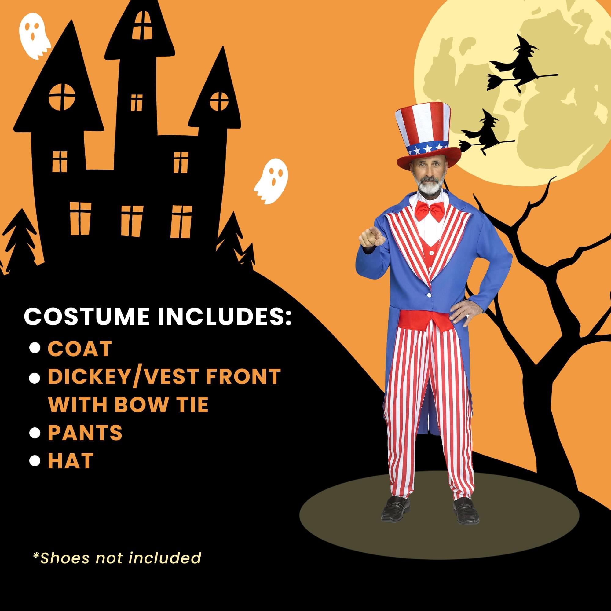 Uncle Sam Adult Costume With Jacket, Pants, and Hat