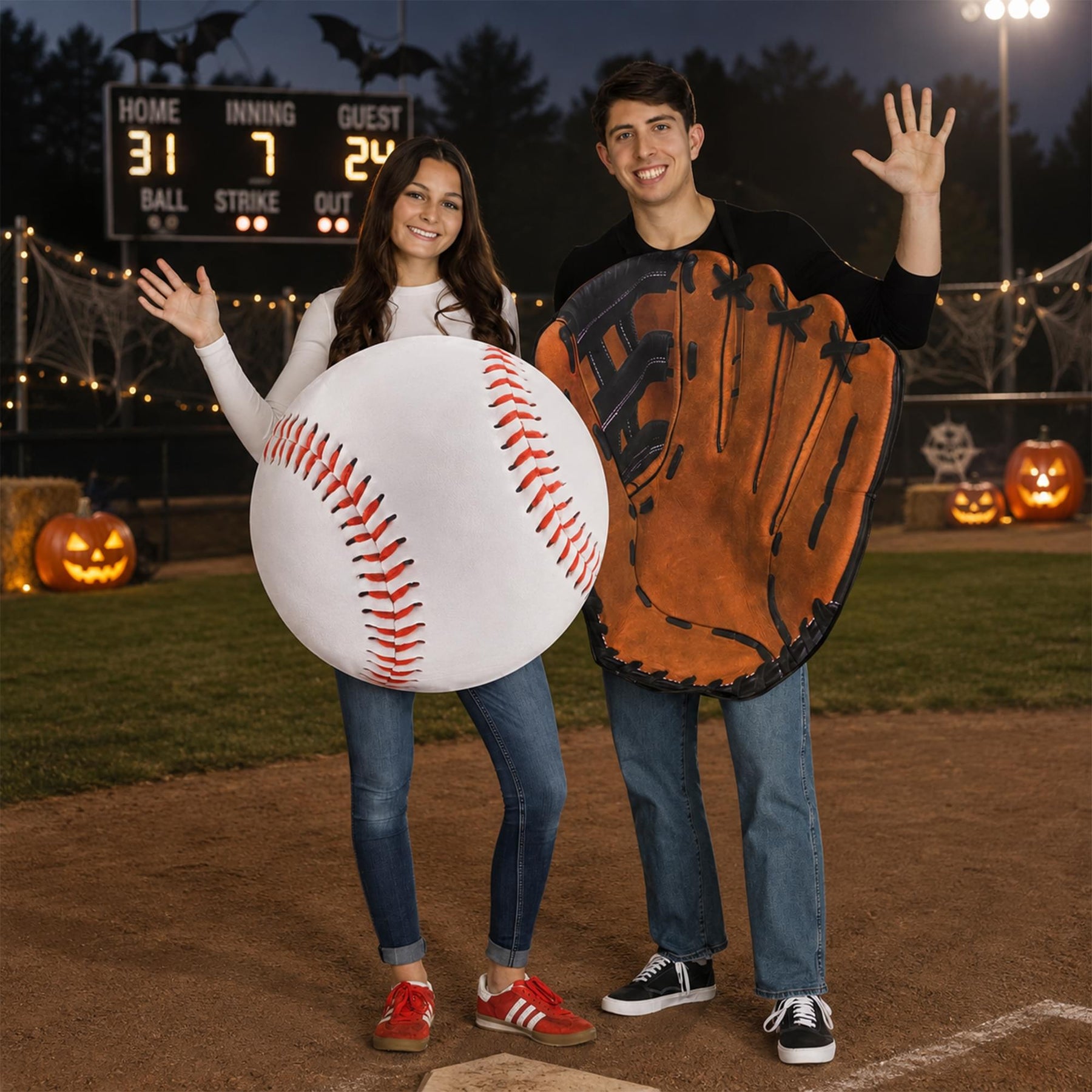 Baseball and Glove Adult Couples Costume | One Size
