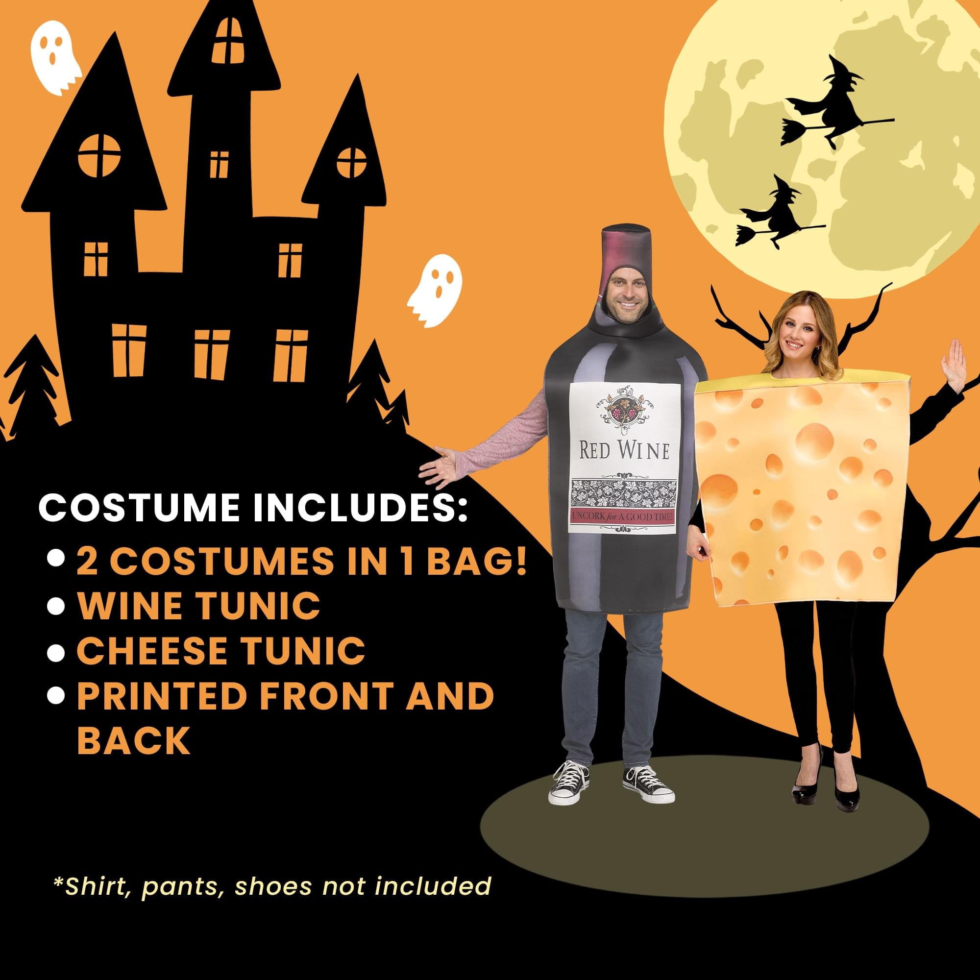 Wine & Cheese Adult Couples Costume | One Size