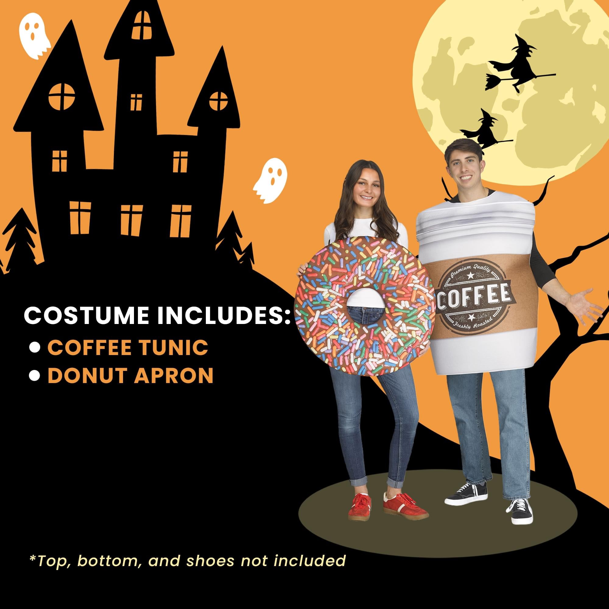 Coffee and Donut Adult Couples Costume | One Size