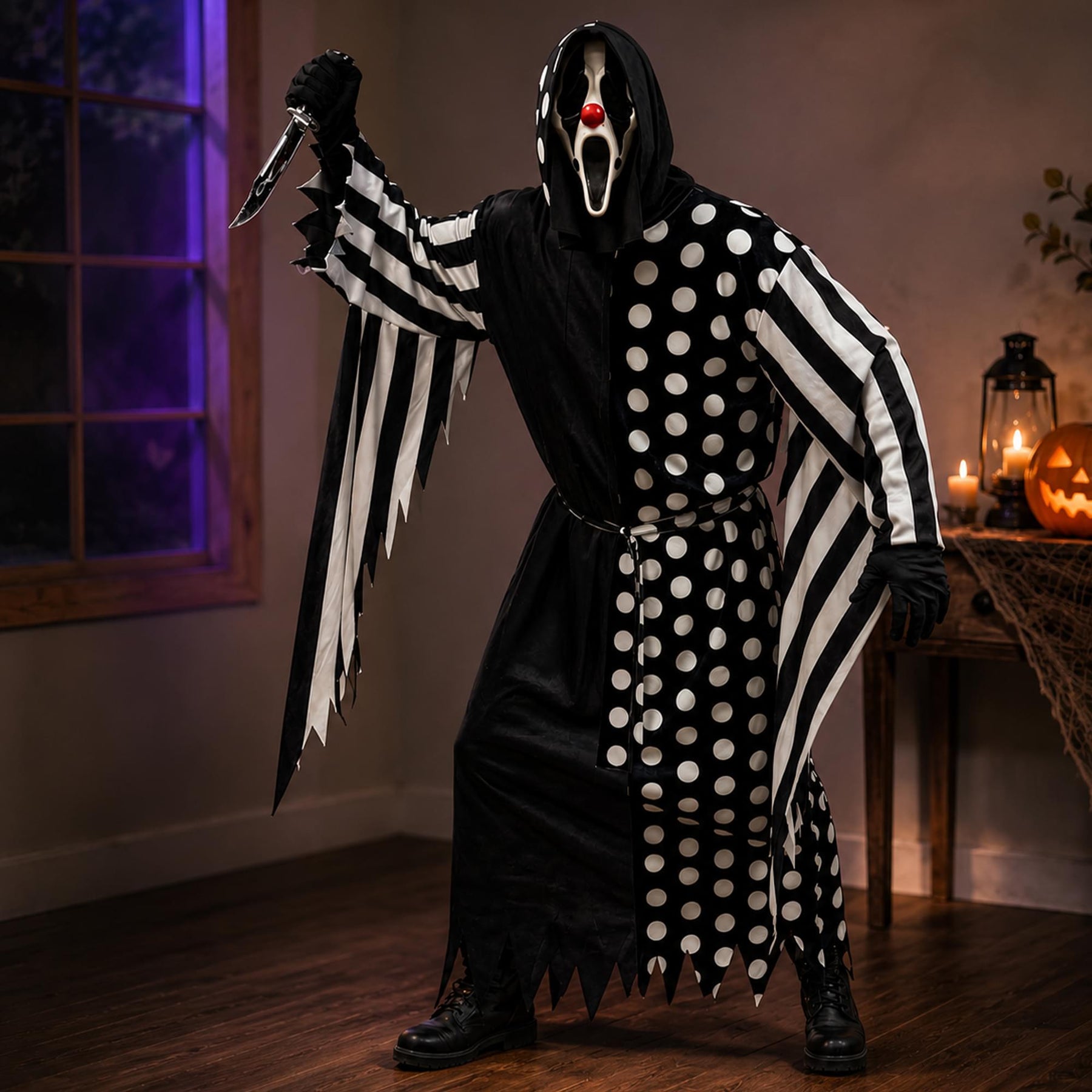 Ghost Face Clown Robe Adult Costume | One Size