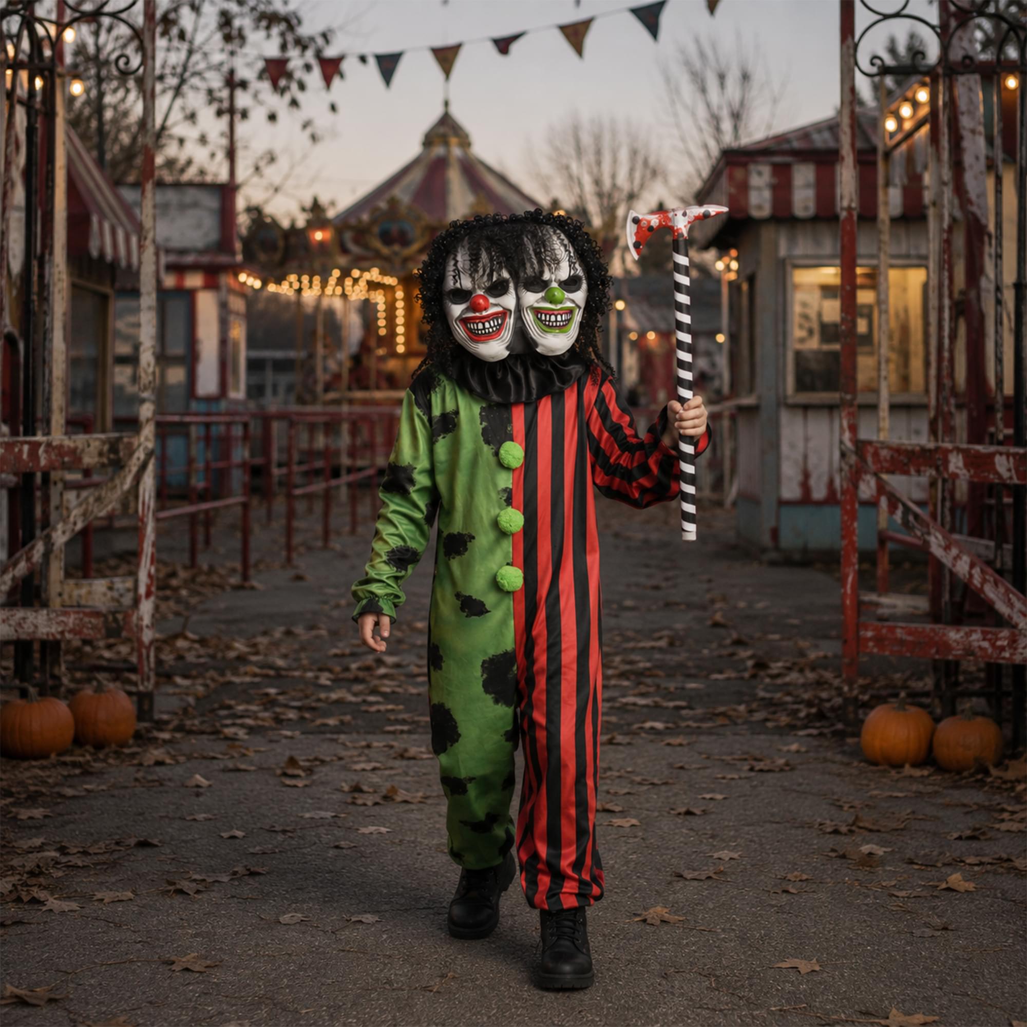 Two-Headed Clown Child Costume | Medium