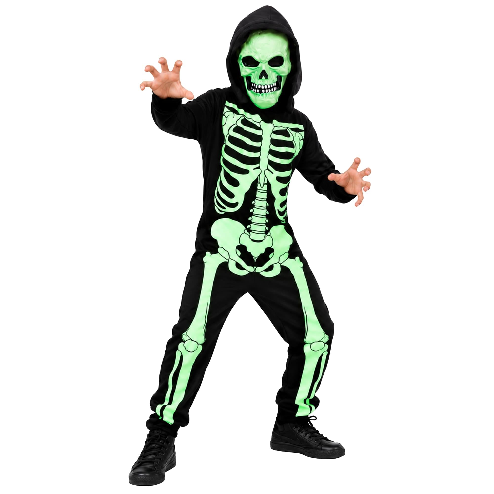 Black Light Neon Skeleton Child Costume