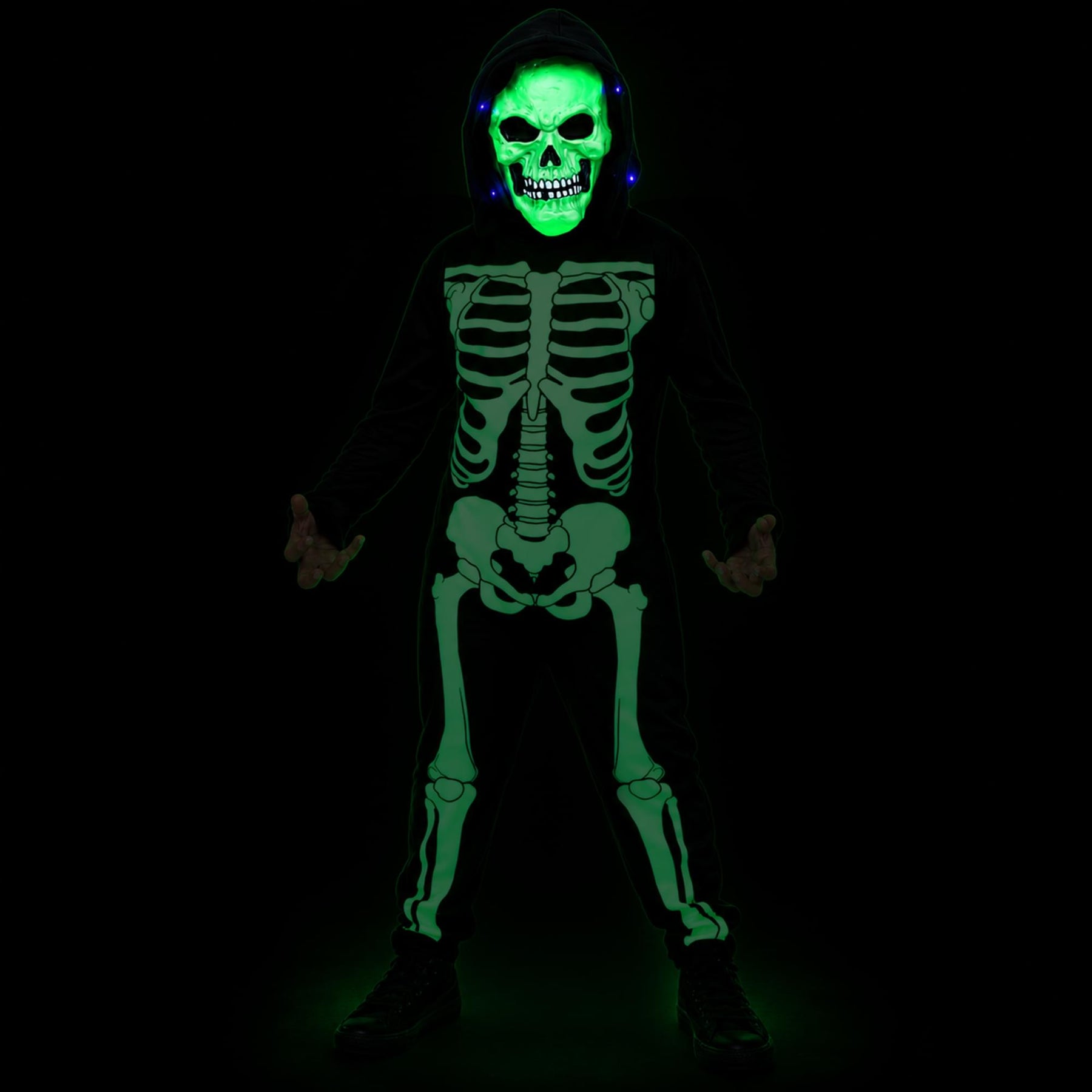 Black Light Neon Skeleton Child Costume