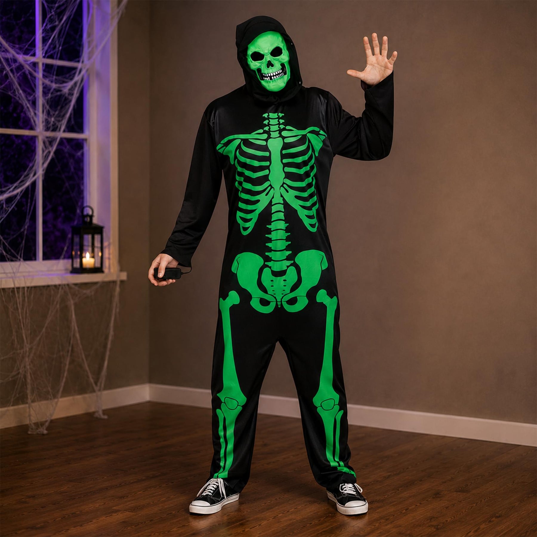 Black Light Neon Skeleton Adult Costume | One Size