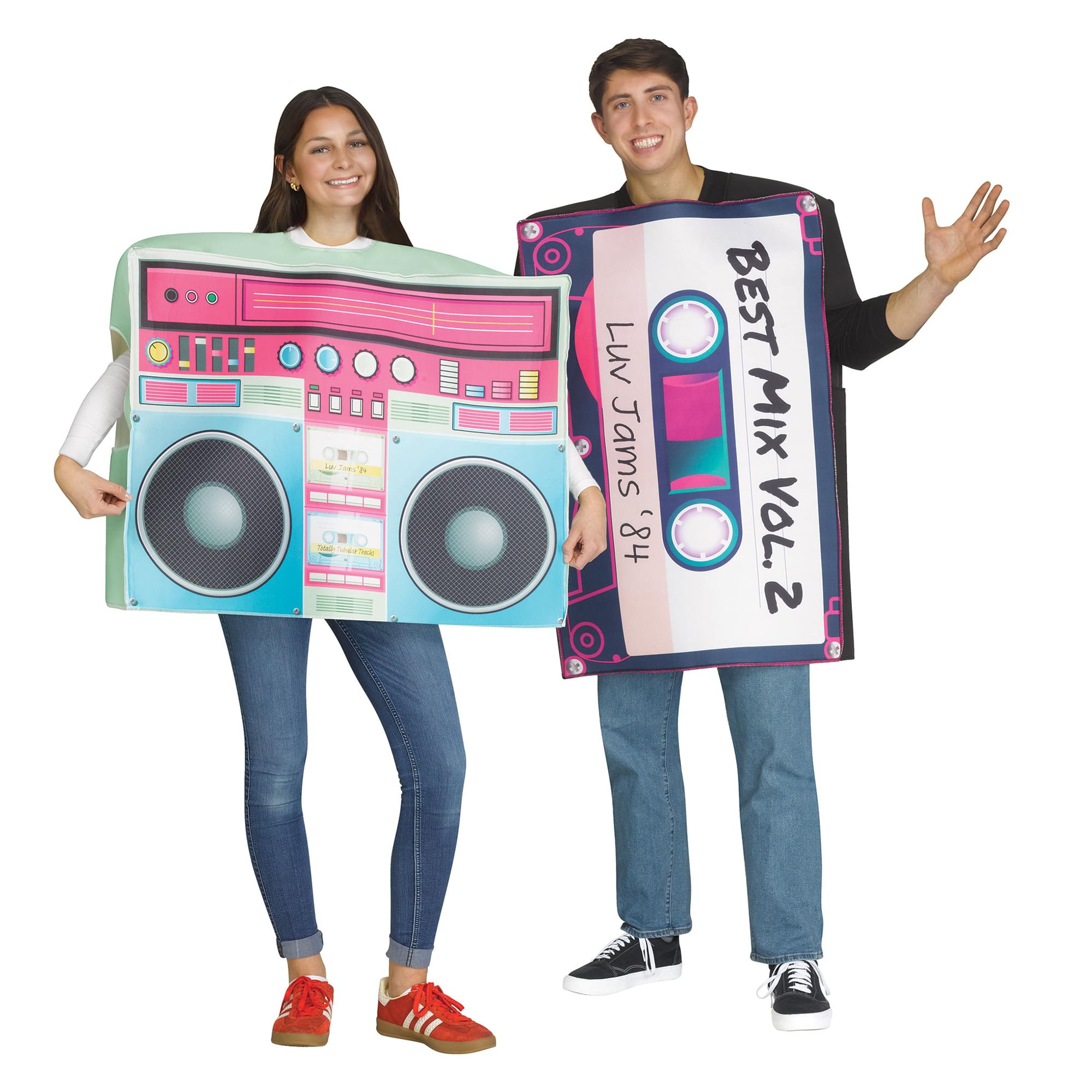 Cassette Tape and  Boombox Adult Couples Costume | One Size