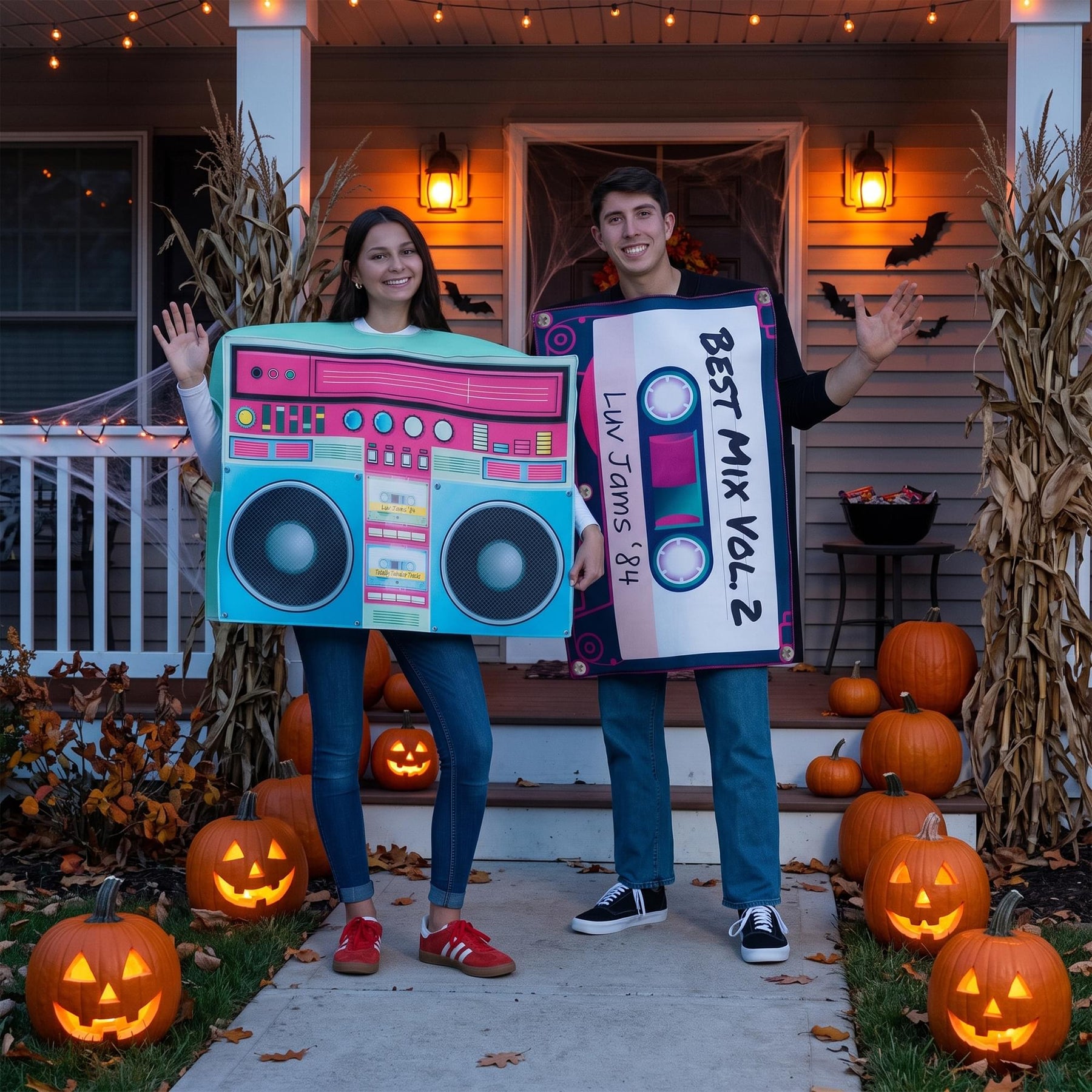 Cassette Tape and  Boombox Adult Couples Costume | One Size