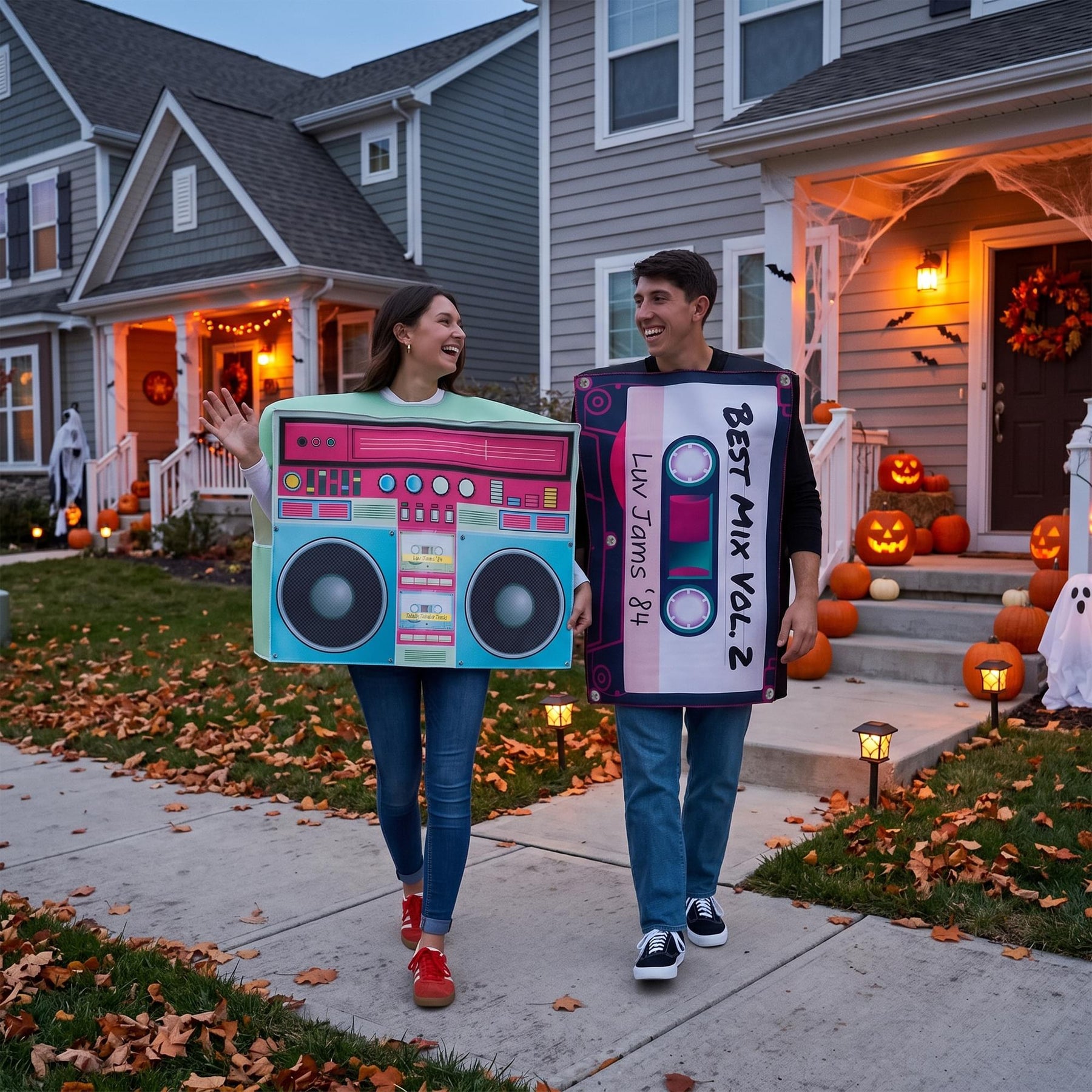 Cassette Tape and  Boombox Adult Couples Costume | One Size