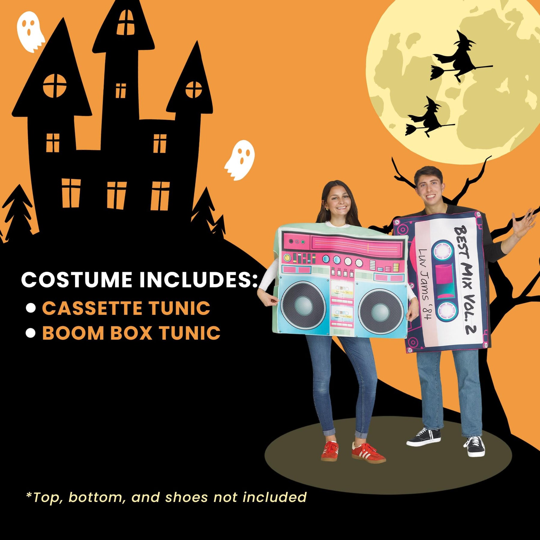 Cassette Tape and  Boombox Adult Couples Costume | One Size