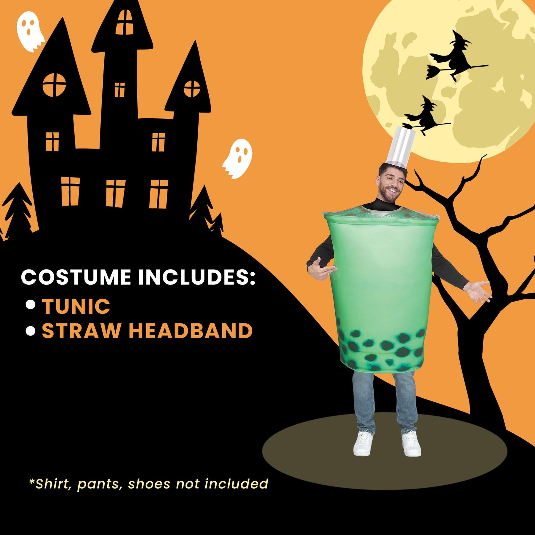 Green Bubble Tea Adult Costume | One Size Fits Most