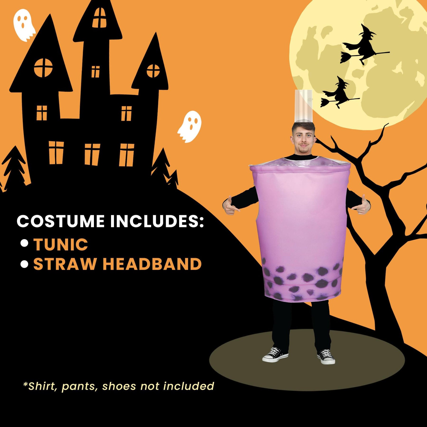 Purple Bubble Tea Adult Costume | One Size Fits Most