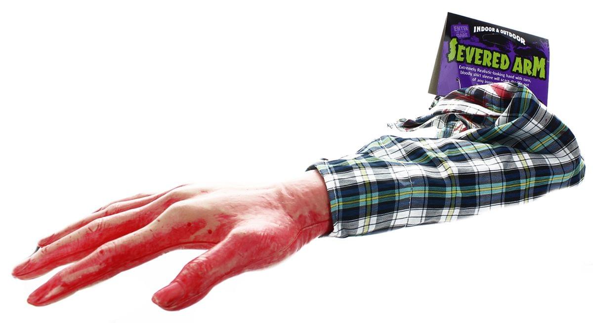 Halloween Decoration: Bloody Severed Arm With Plaid Sleeve