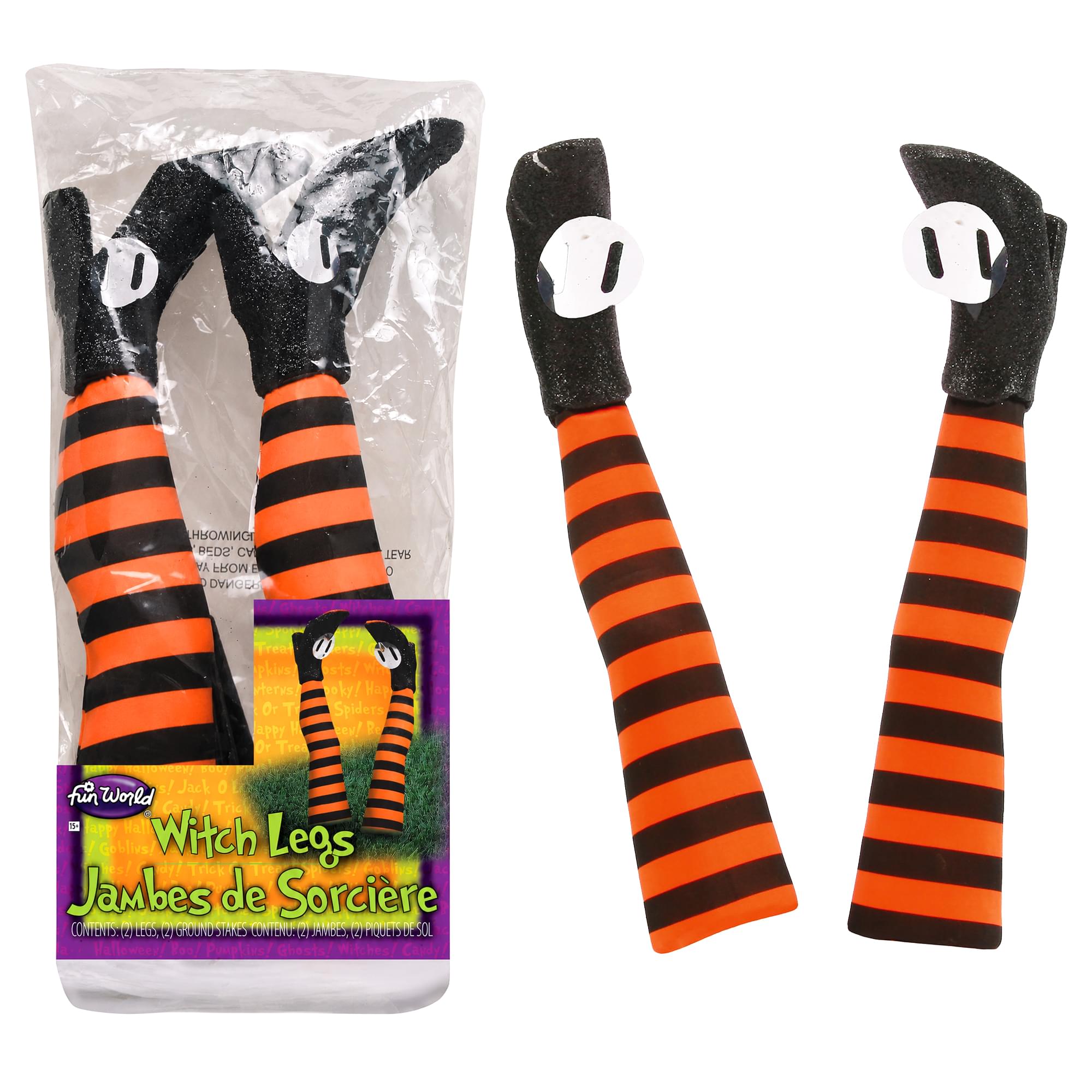 Witch Legs Yard Stakes Orange/Black Halloween Décor