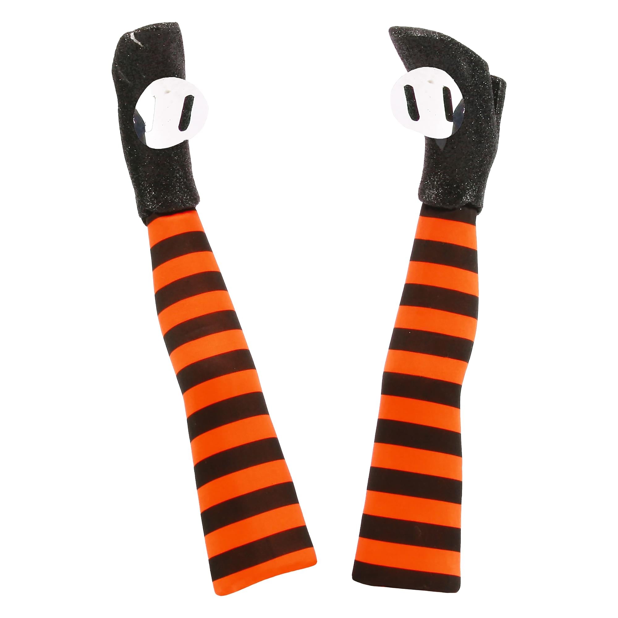 Witch Legs Yard Stakes Orange/Black Halloween Décor