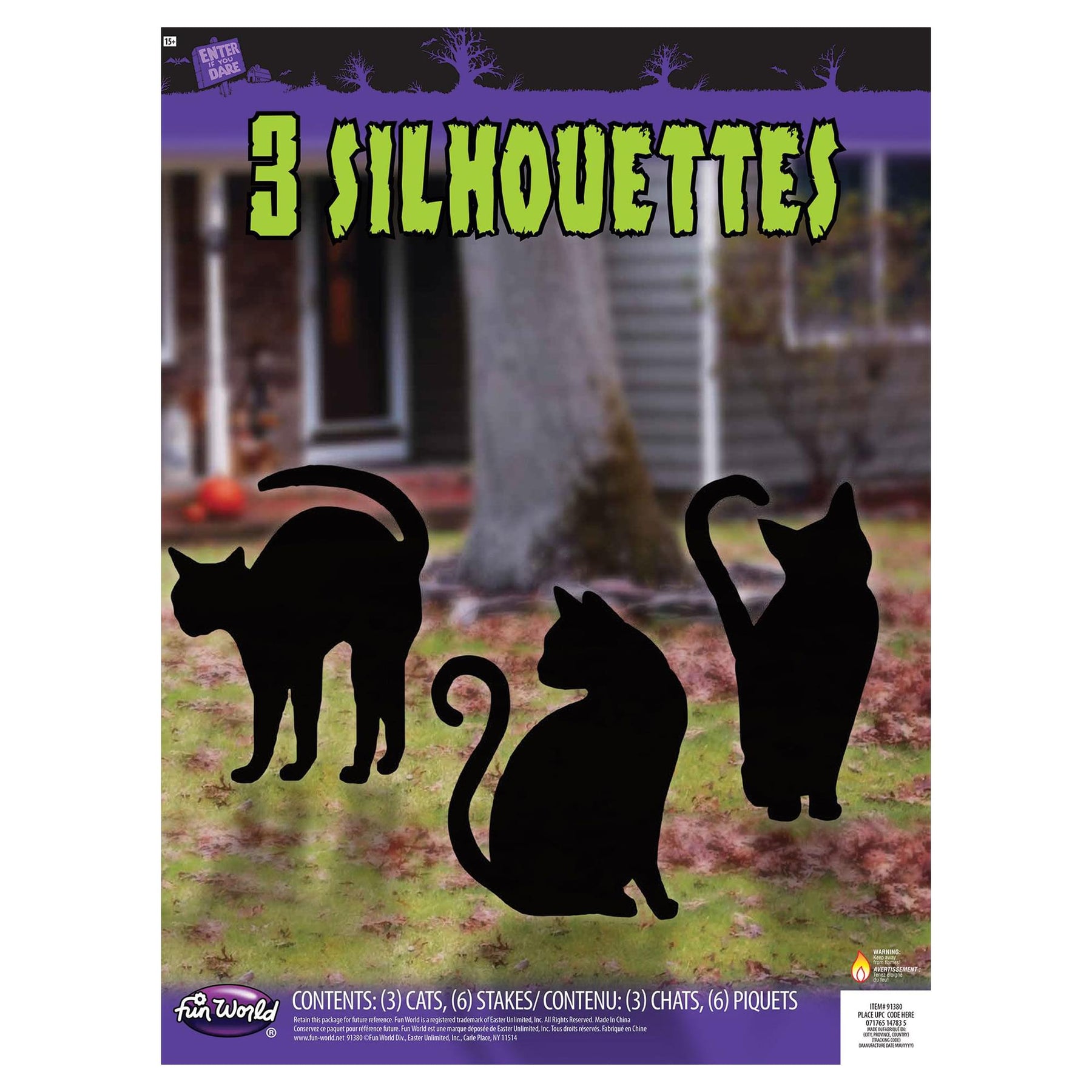 Black Cat Silhouettes Halloween Yard Décor | 3-Pack