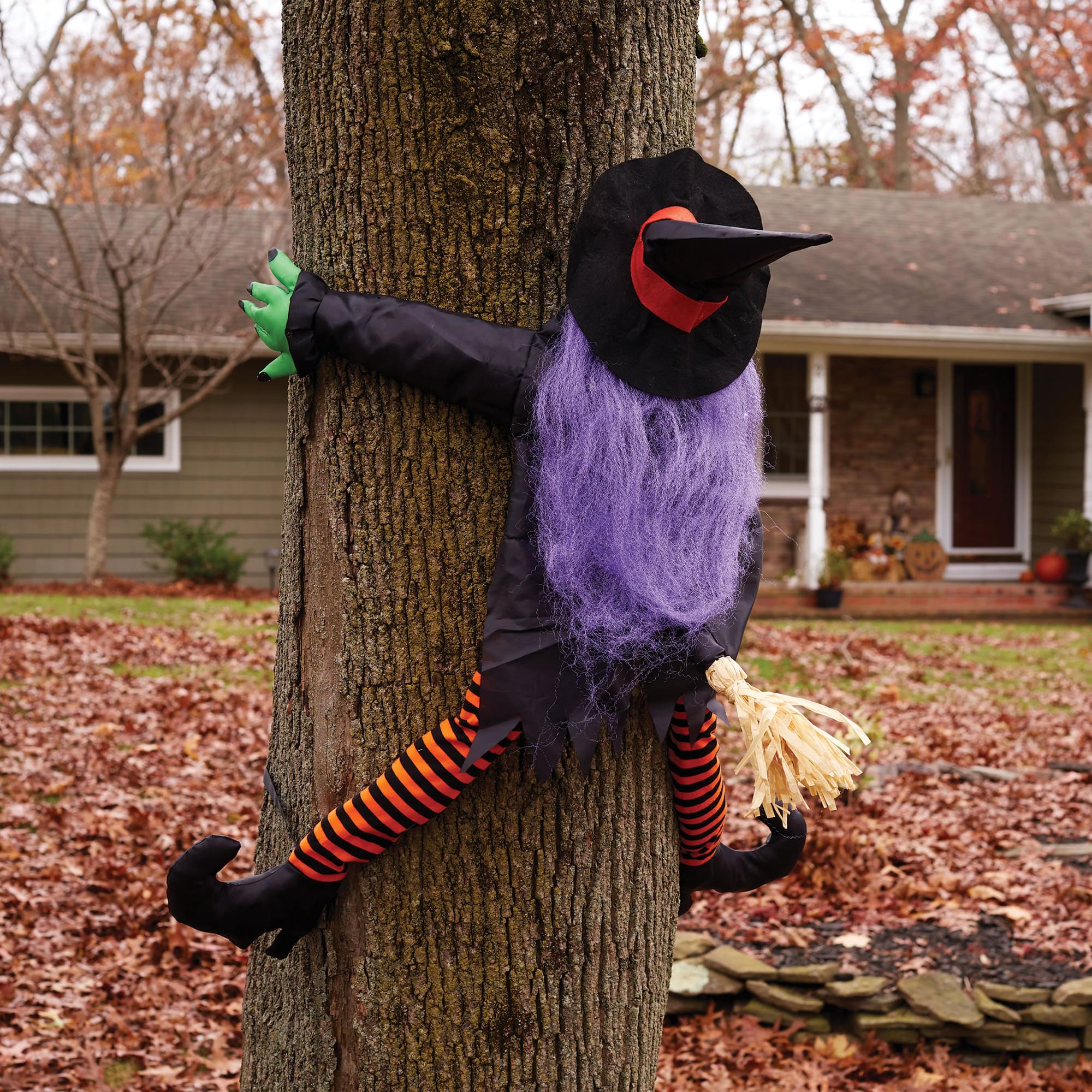 Wrong Way Witch Halloween Décor Tree Hugger